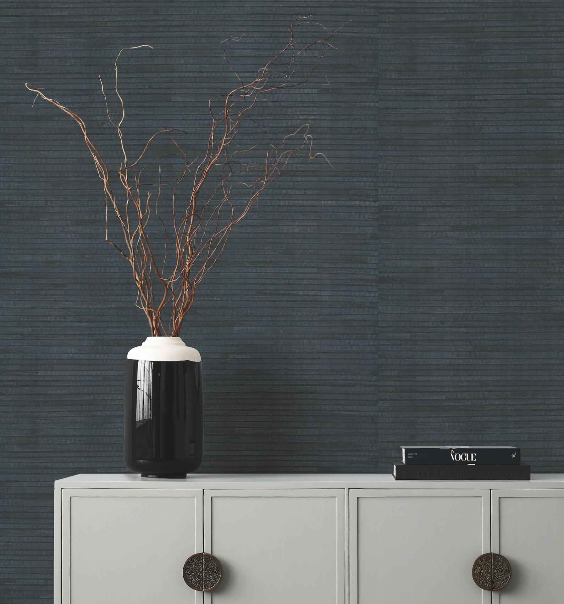 Hyacinth Leaf Navy Wallpaper - York Wallcoverings - GV0237 - York Wallcoverings Wallpaper