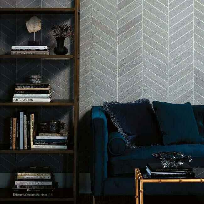 Atelier Herringbone Light Grey Wallpaper - York Wallcoverings - HO2106 - York Wallcoverings Wallpaper