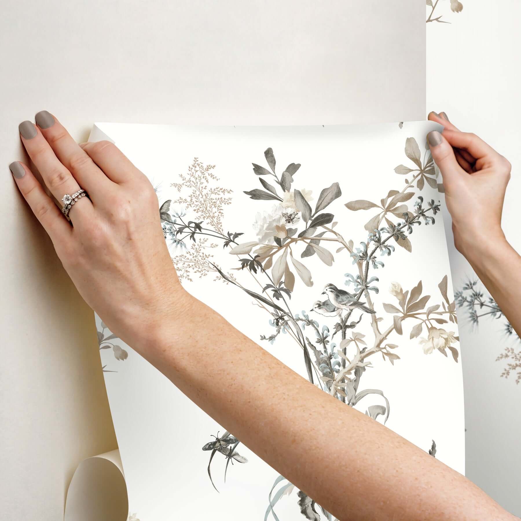 wild-flowers-neutral-peel-stick-wallpaper-york-wallcoverings-psw1365rl - York Wallcoverings Wallpaper