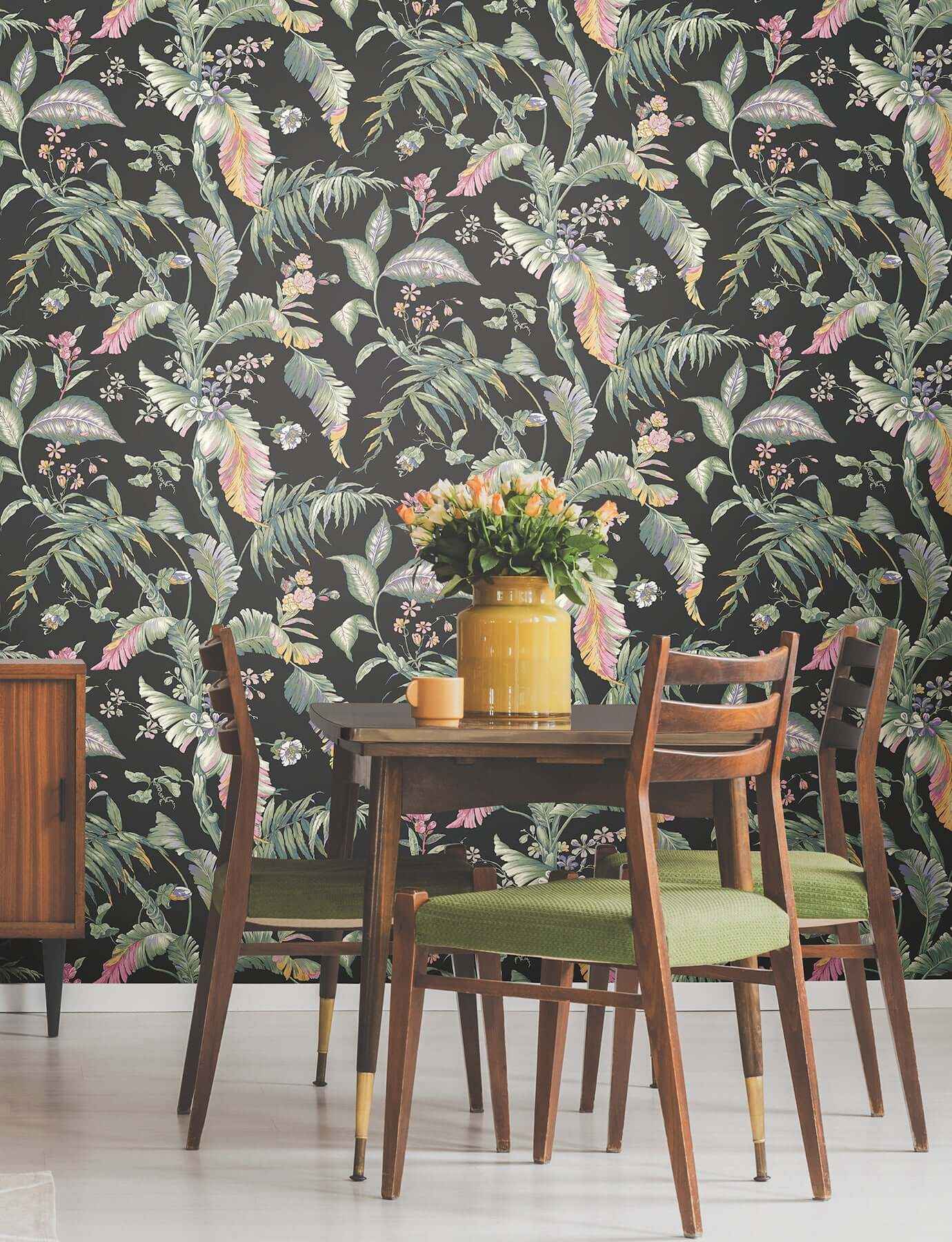 Fiji Garden Black Peel & Stick Wallpaper - York Wallcoverings - PSW1368RL - York Wallcoverings Wallpaper