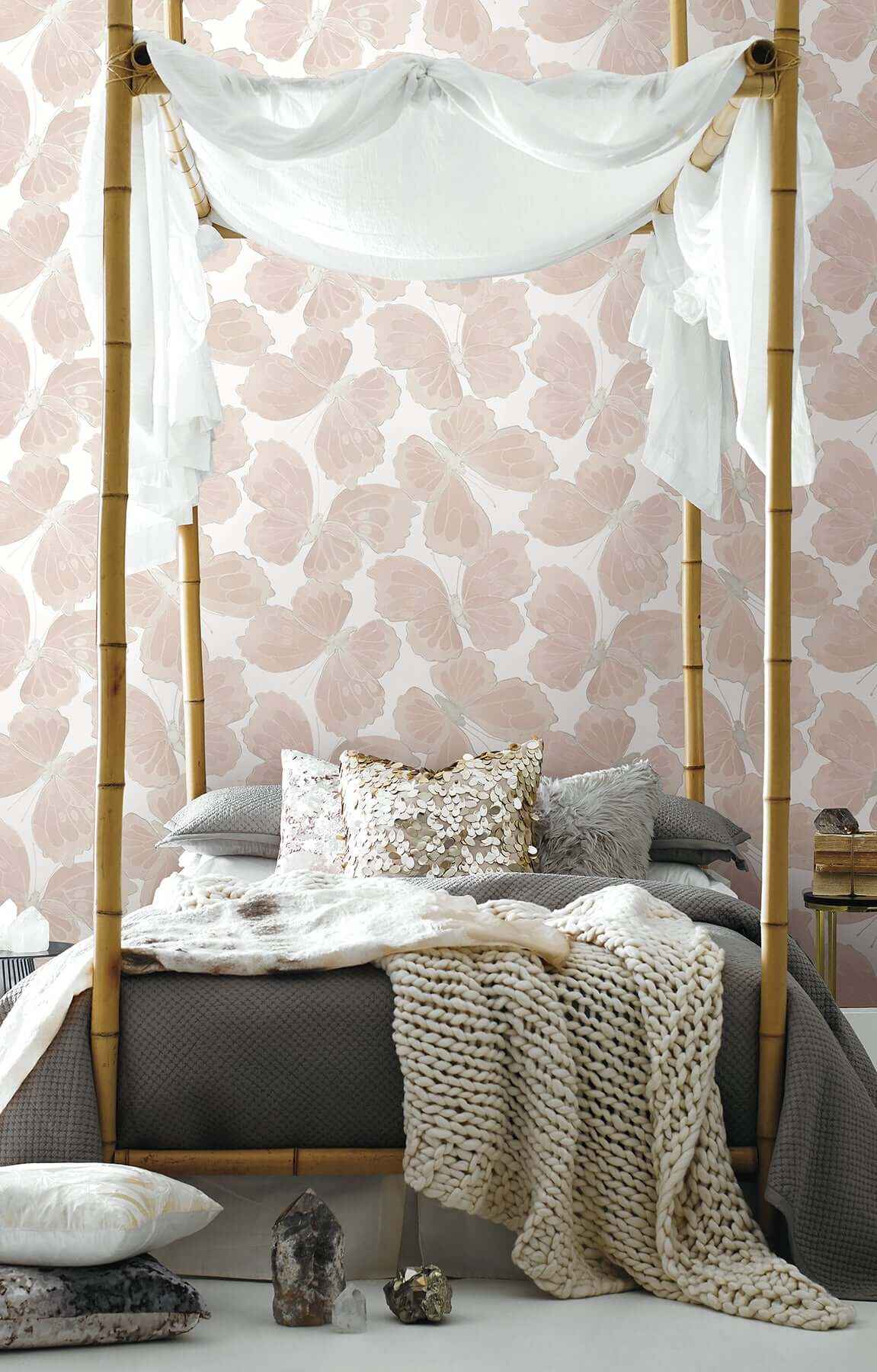 Monarch Pink Peel & Stick Wallpaper - York Wallcoverings - PSW1567RL - York Wallcoverings Wallpaper