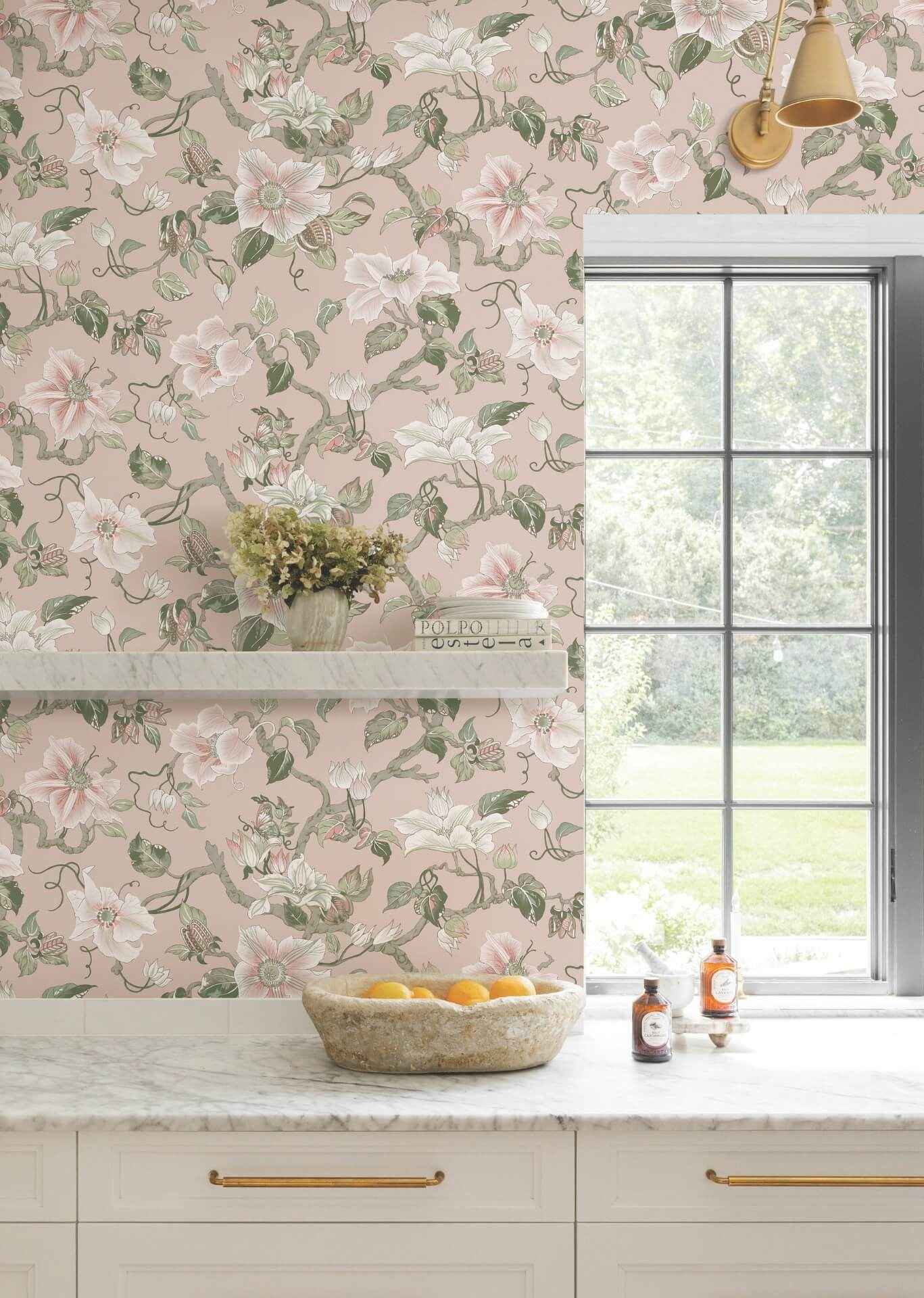 Marguerite Vine Blush Wallpaper - York Wallcoverings - GT4511