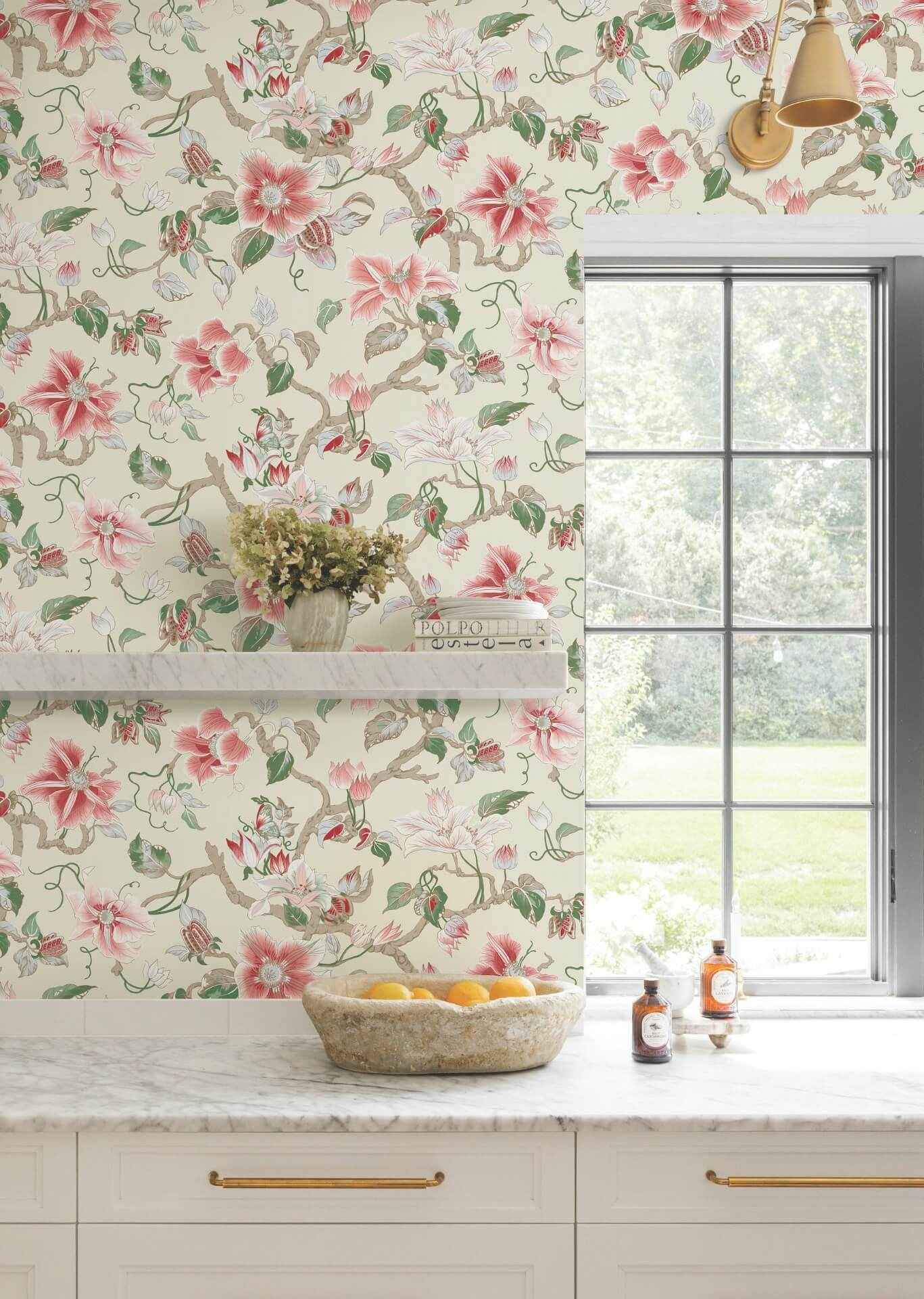 Marguerite Vine Cream Wallpaper - York Wallcoverings - GT4513 - York Wallcoverings Papel pintado