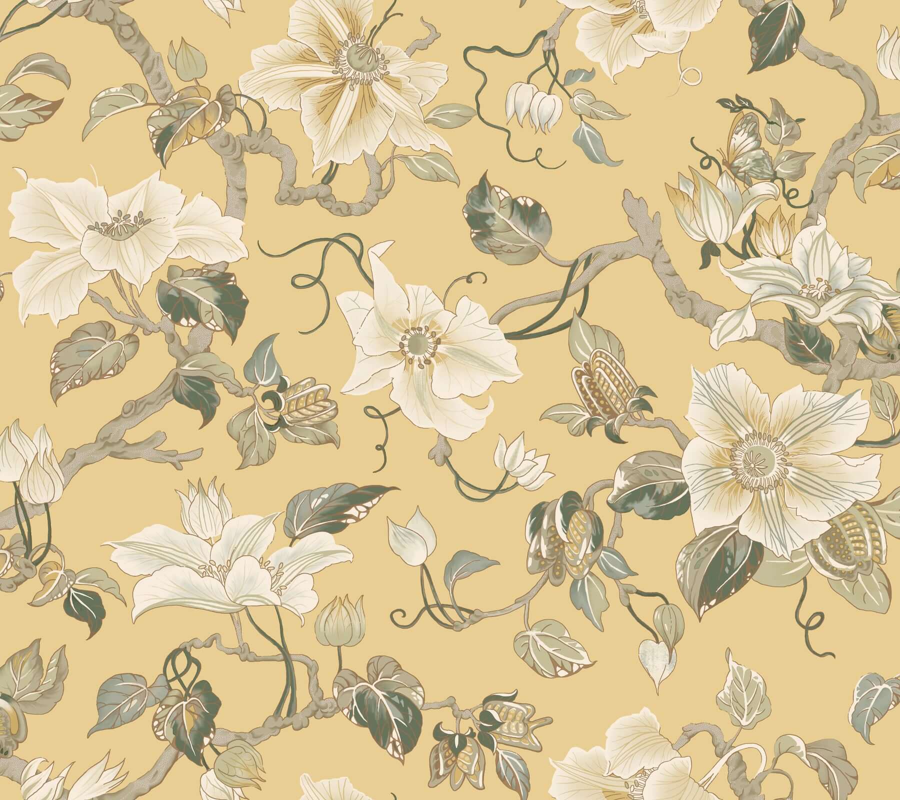 marguerite-vine-yellow-wallpaper-york-wallcoverings-gt4515 - York Wallpaper Wallpaper