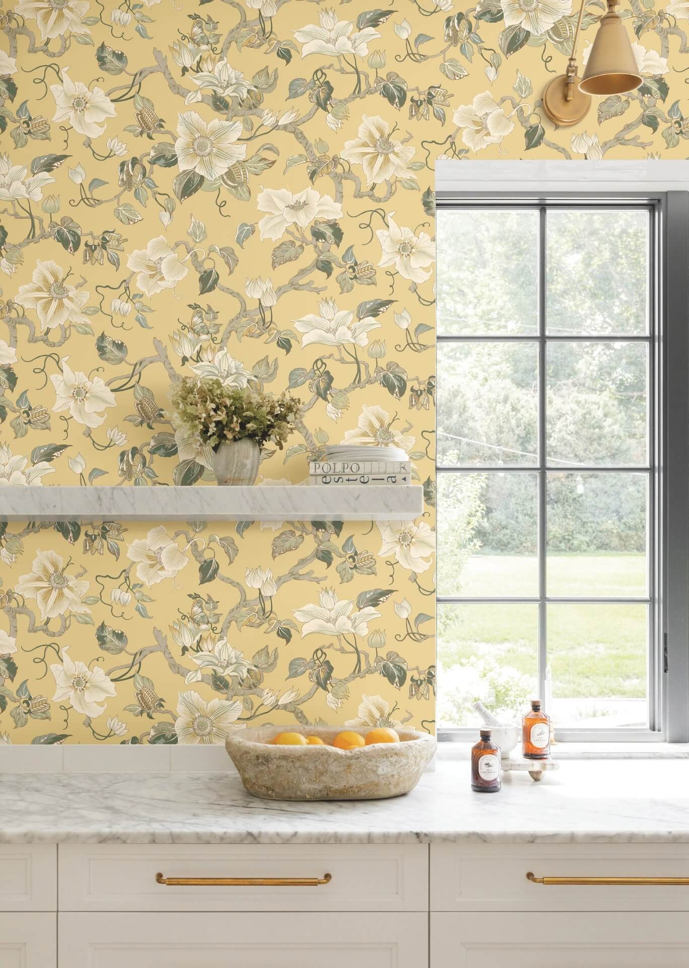 marguerite-vine-yellow-wallpaper-york-wallcoverings-gt4515 - York Wallpaper Wallpaper