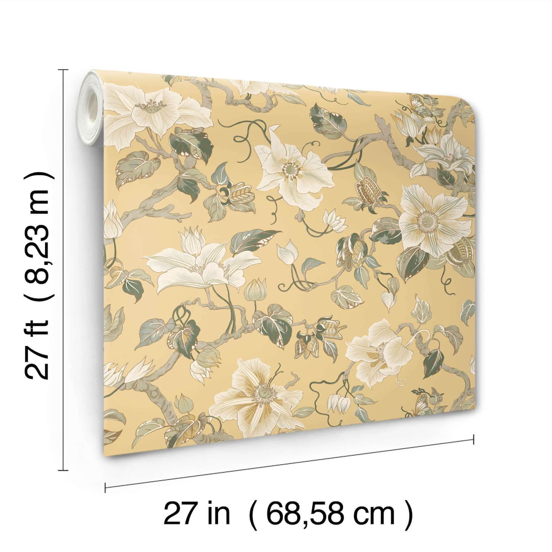 marguerite-vine-yellow-wallpaper-york-wallcoverings-gt4515 - York Wallpaper Wallpaper