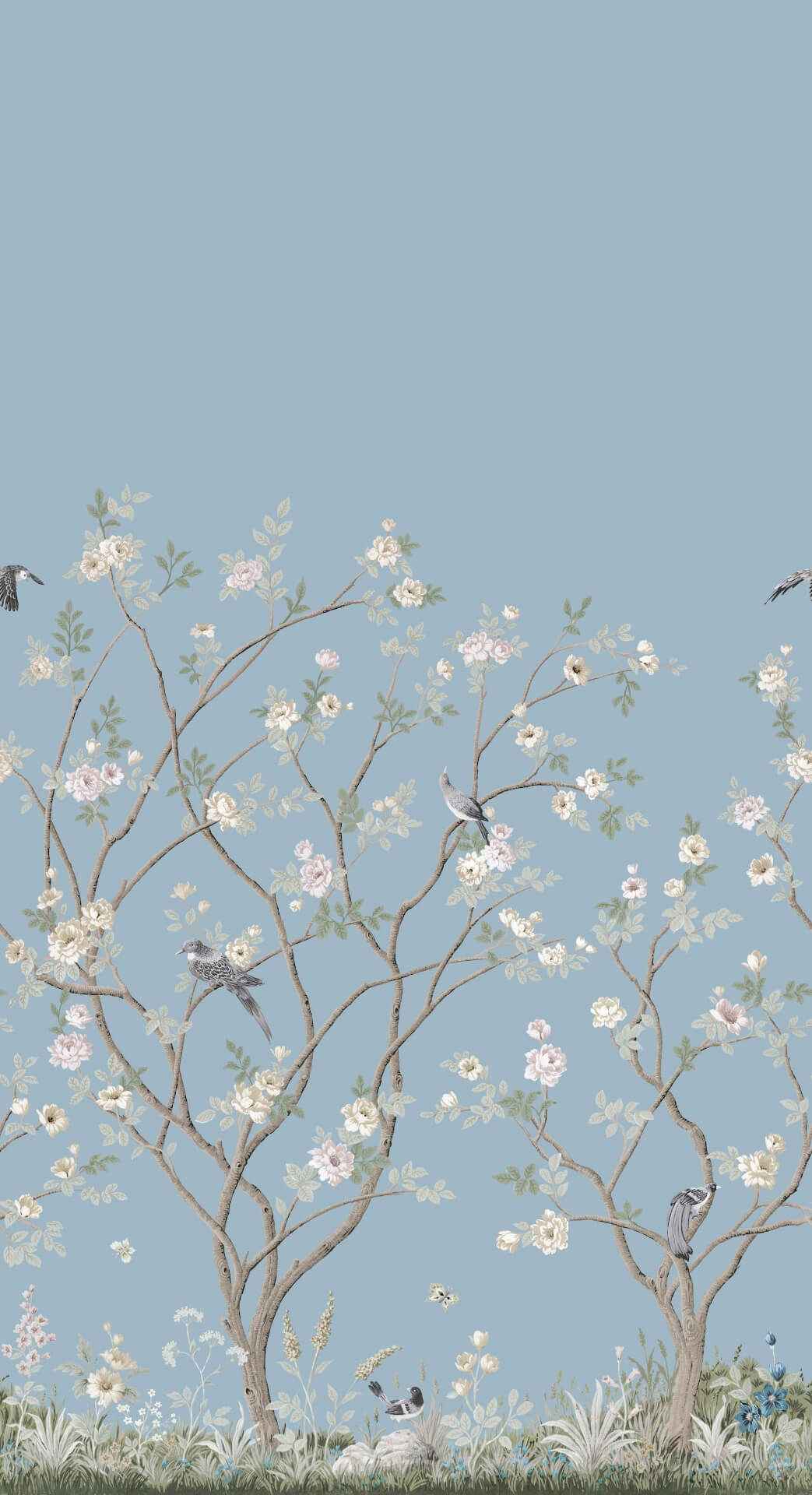 Lingering Garden Sky Blue Wall Mural - York Wallcoverings - MU0314M