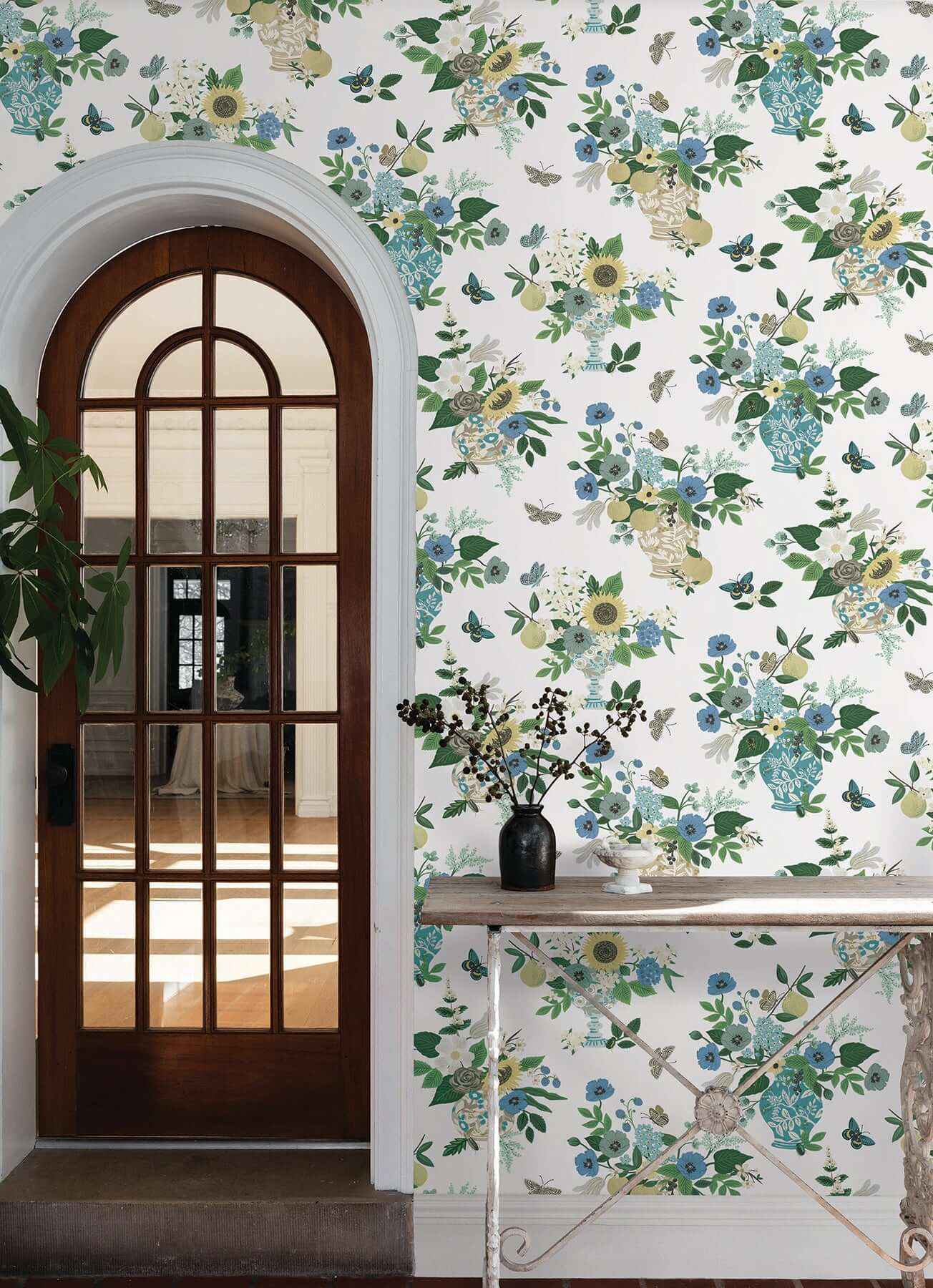 Flower Studies Blue Wallpaper - York Wallcoverings - RF7401 - York Wallcoverings Wallpaper