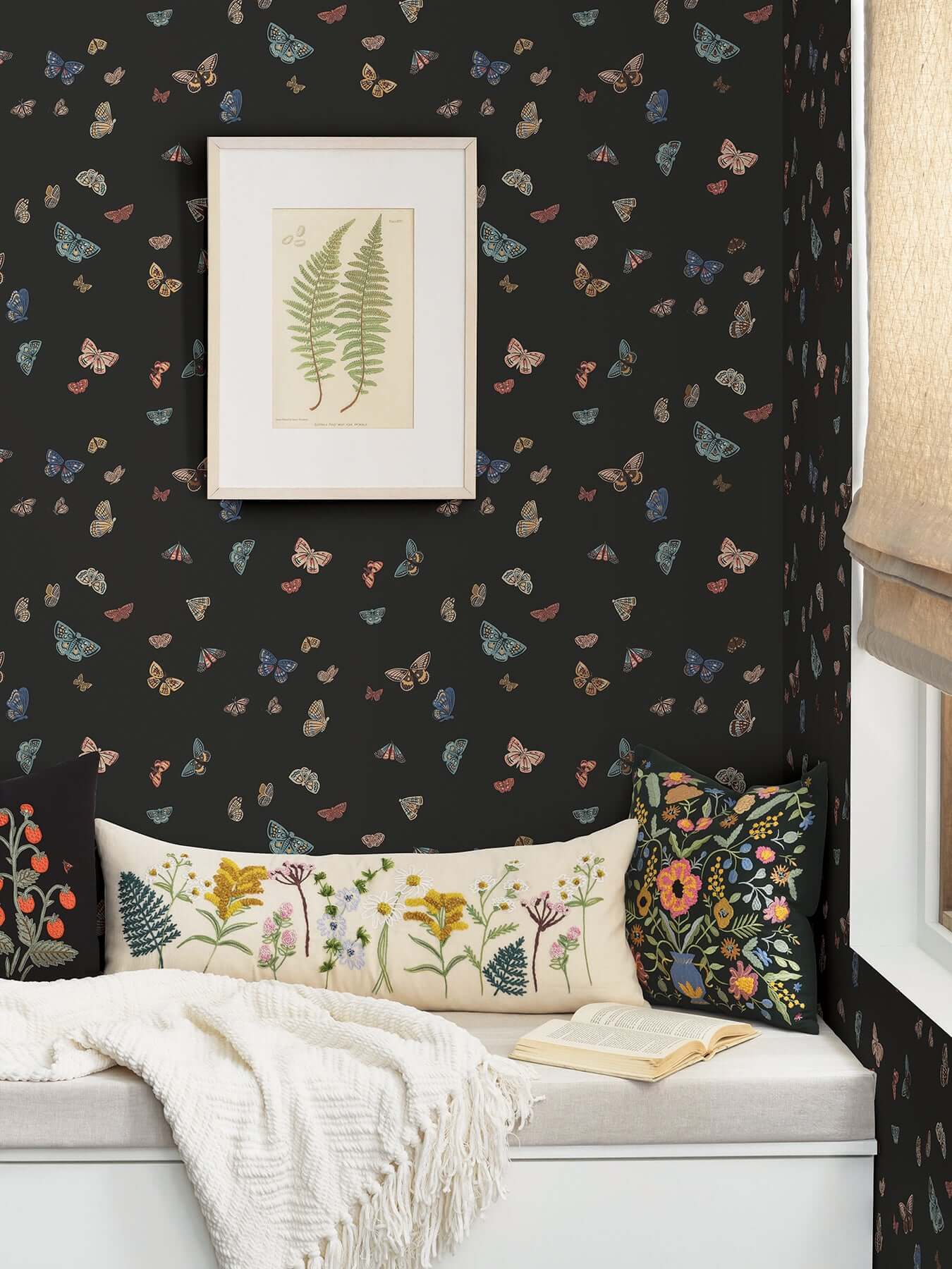 butterfly-house-black-wallpaper-york-wallcoverings-rf7413 - York Wallpaper Wallpaper