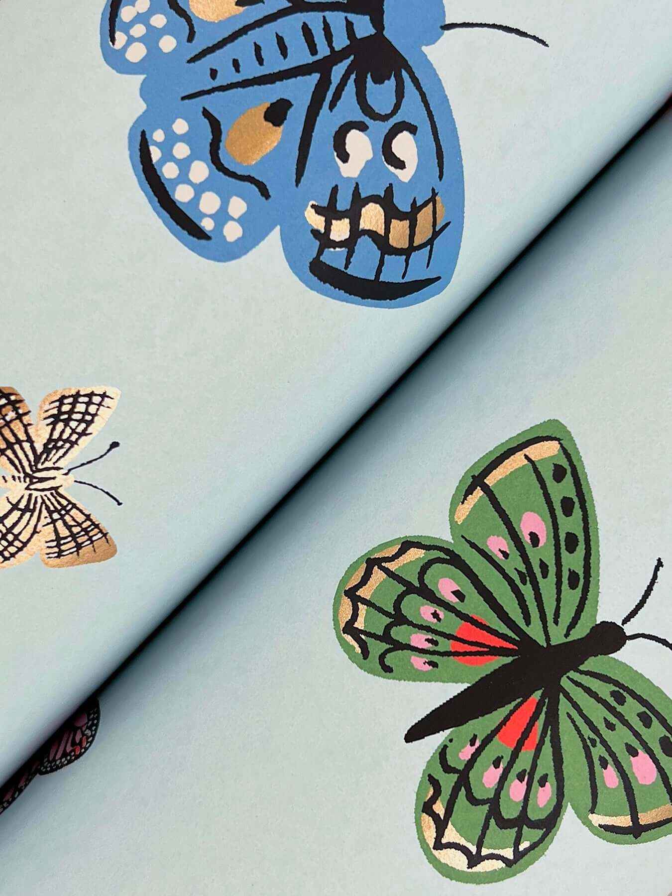 Butterfly House Light Blue Wallpaper - York Wallcoverings - RF7414 - York Wallcoverings Wallpaper