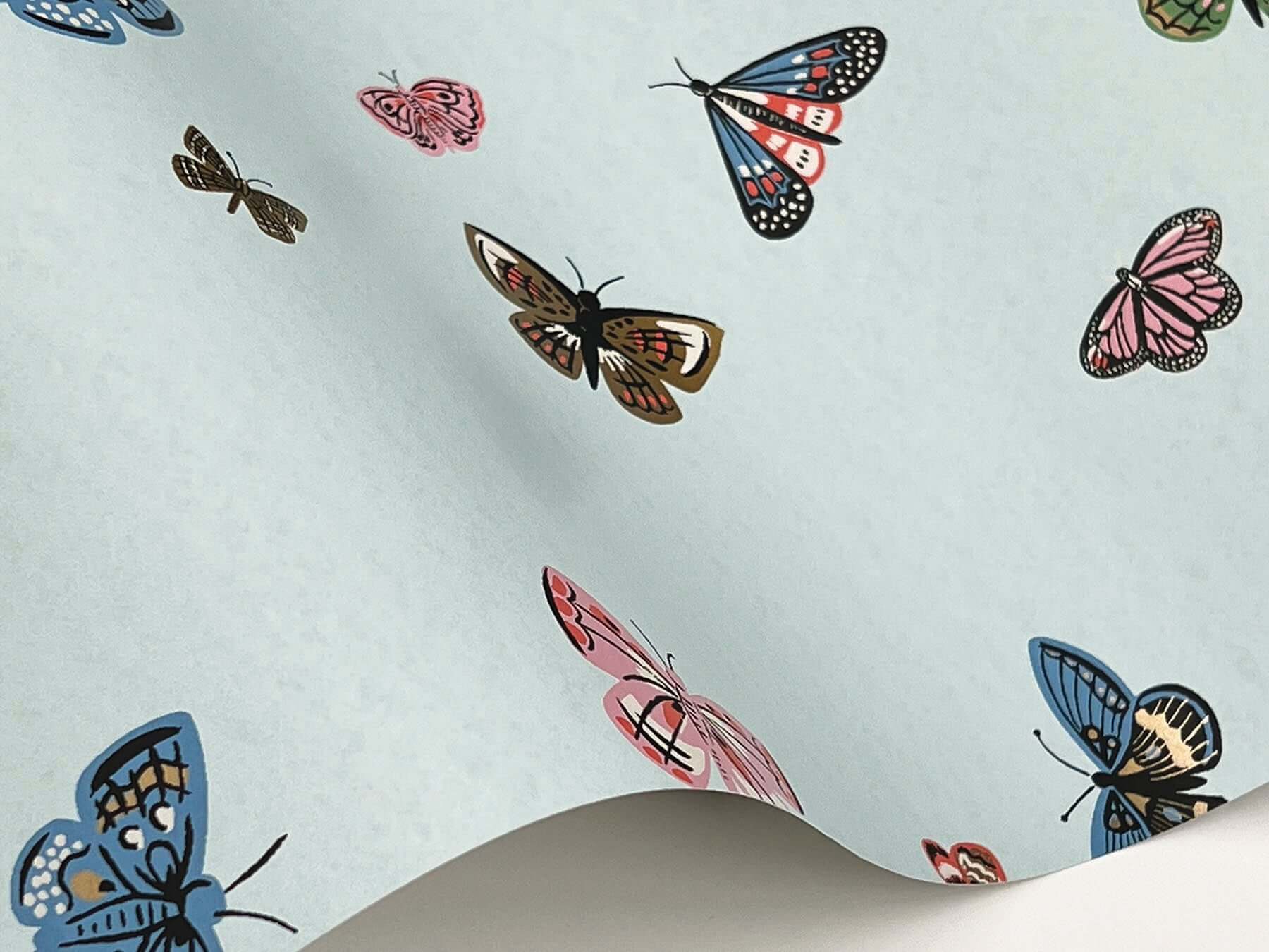 butterfly-house-wallpaper-light-blue-york-wallcoverings-rf7414 - York Wallcoverings Wallpaper