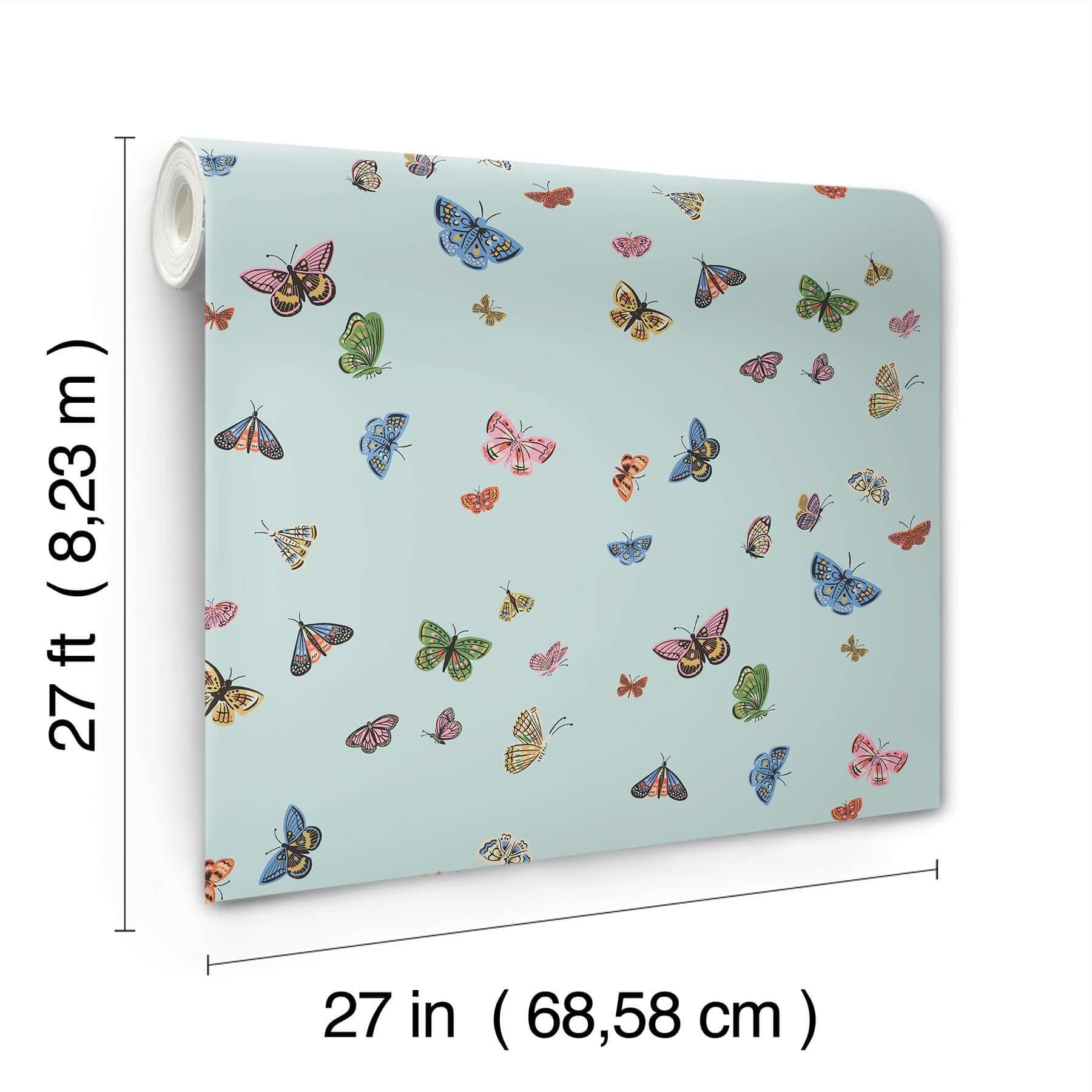 butterfly-house-wallpaper-light-blue-york-wallcoverings-rf7414 - York Wallcoverings Wallpaper