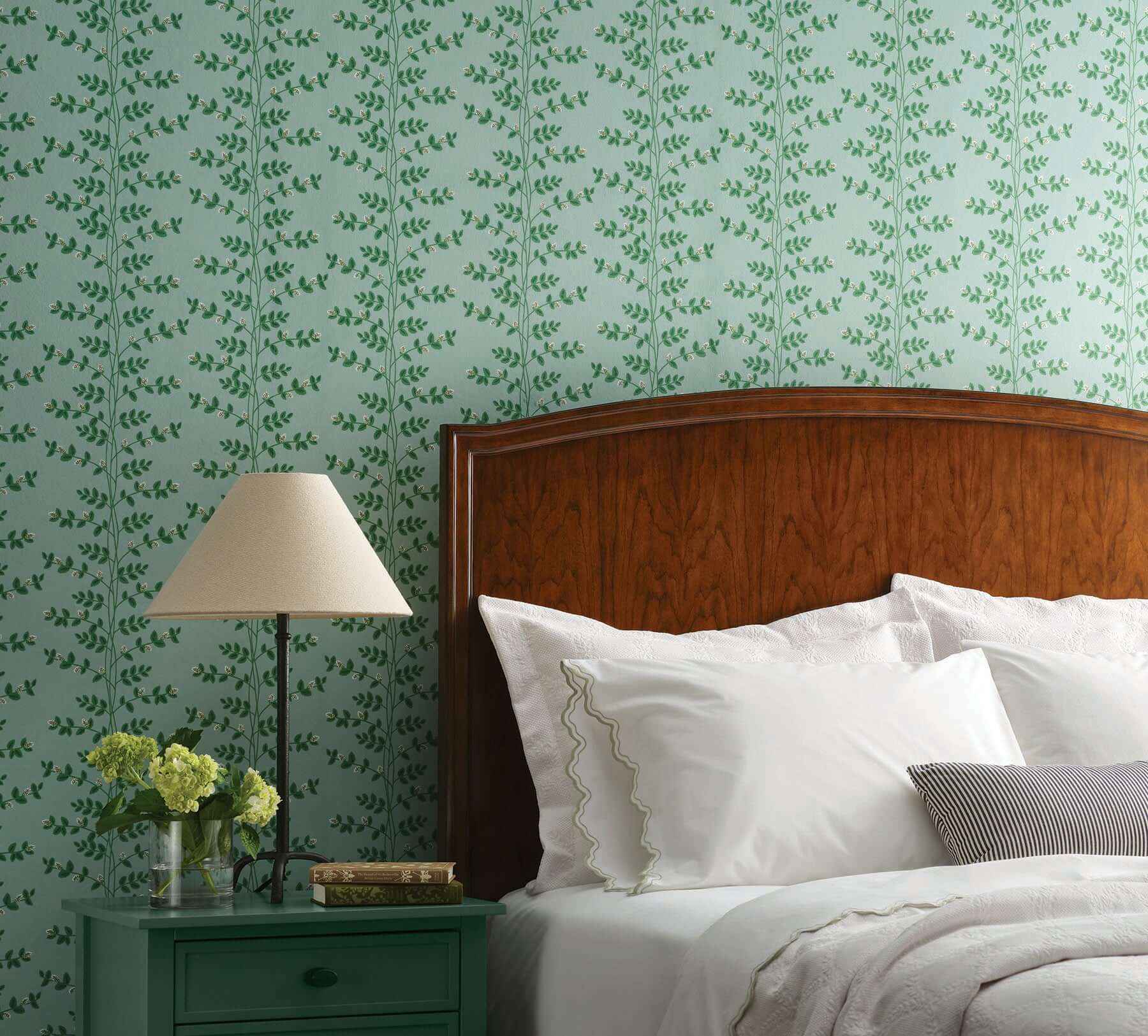 Climbing Vine Soft Teal Wallpaper - York Wallcoverings - RF7421 - York Wallcoverings Wallpaper