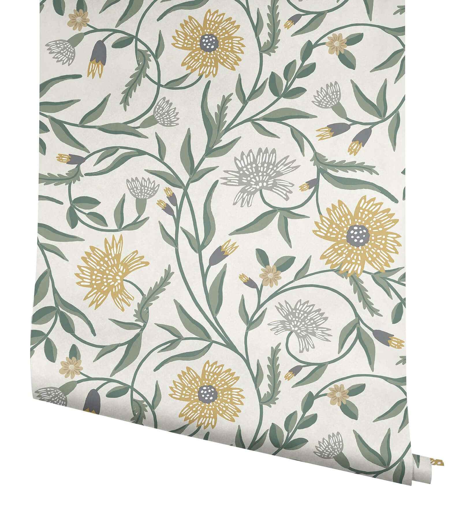 Aster Gold Wallpaper - York Wallcoverings - RF7432 - York Wallcoverings Wallpaper