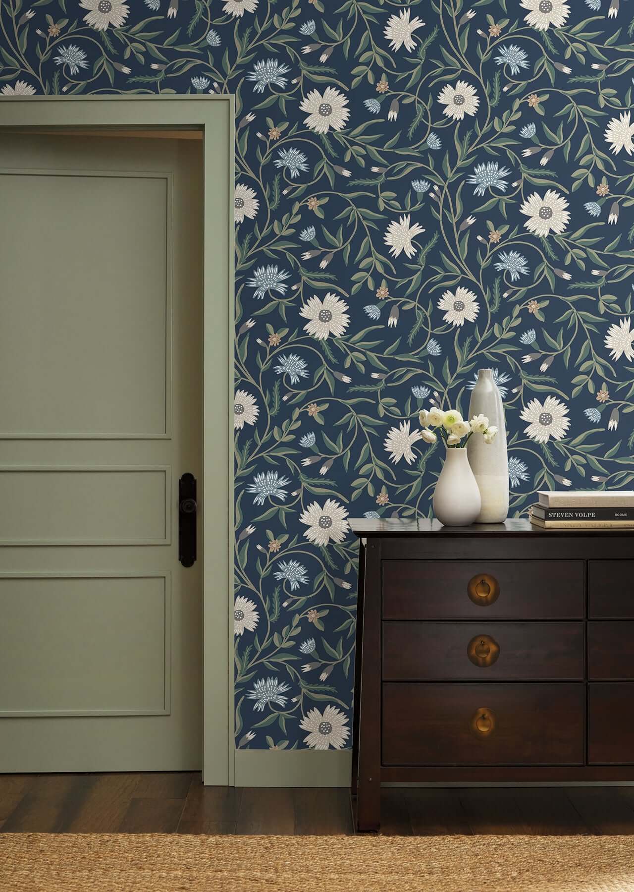 aster-navy-wallpaper-york-wallcoverings-rf7435 - York Wallpaper Wallpaper