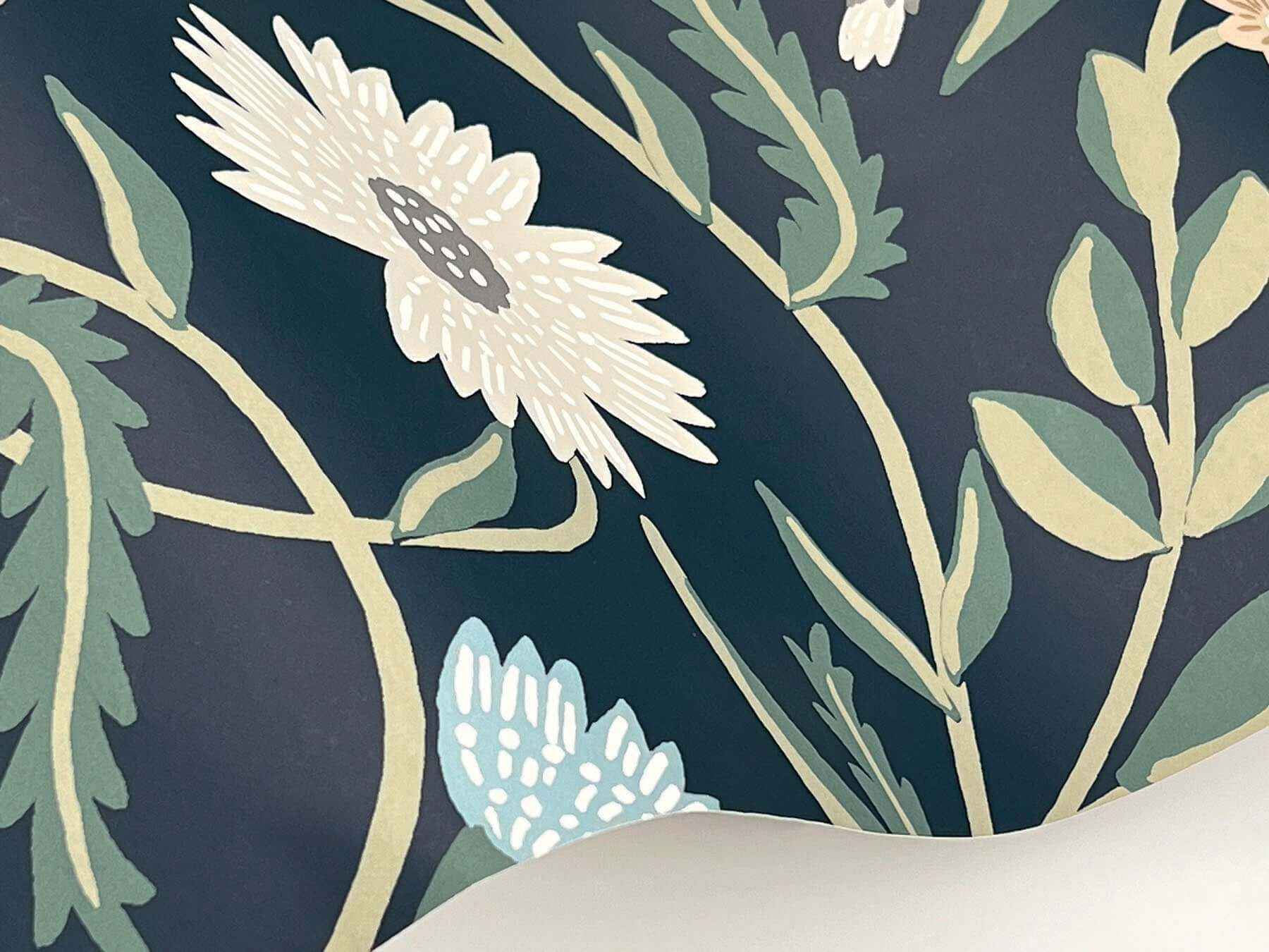 Aster Navy Wallpaper - York Wallcoverings - RF7435 - York Wallcoverings Wallpaper