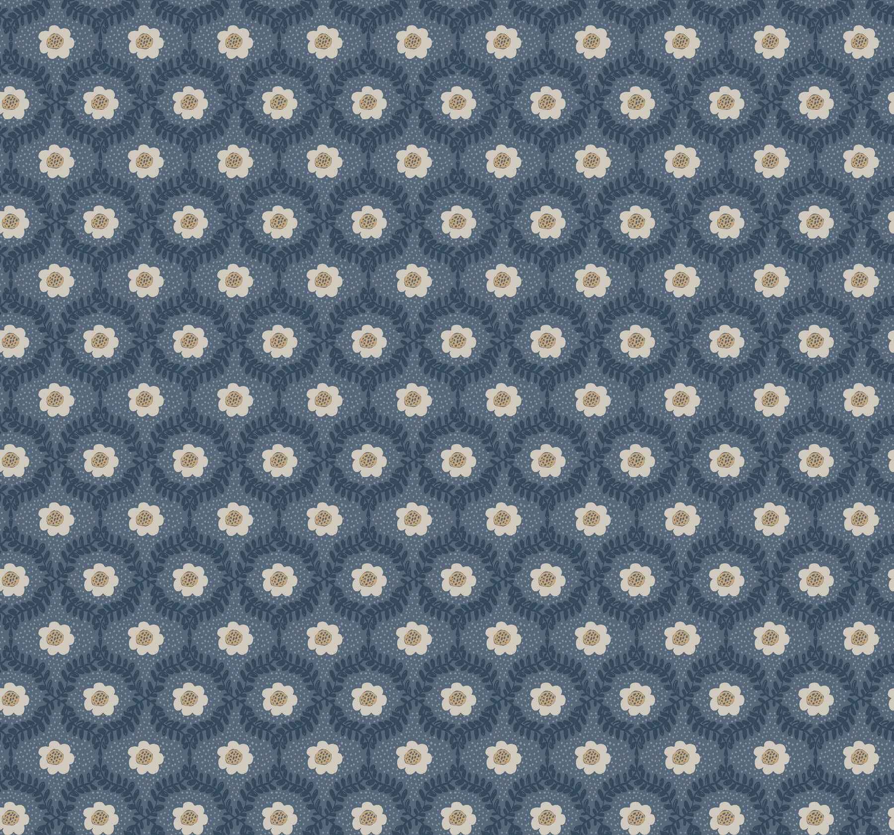 Emma Navy Wallpaper - York Wallcoverings - RF7441