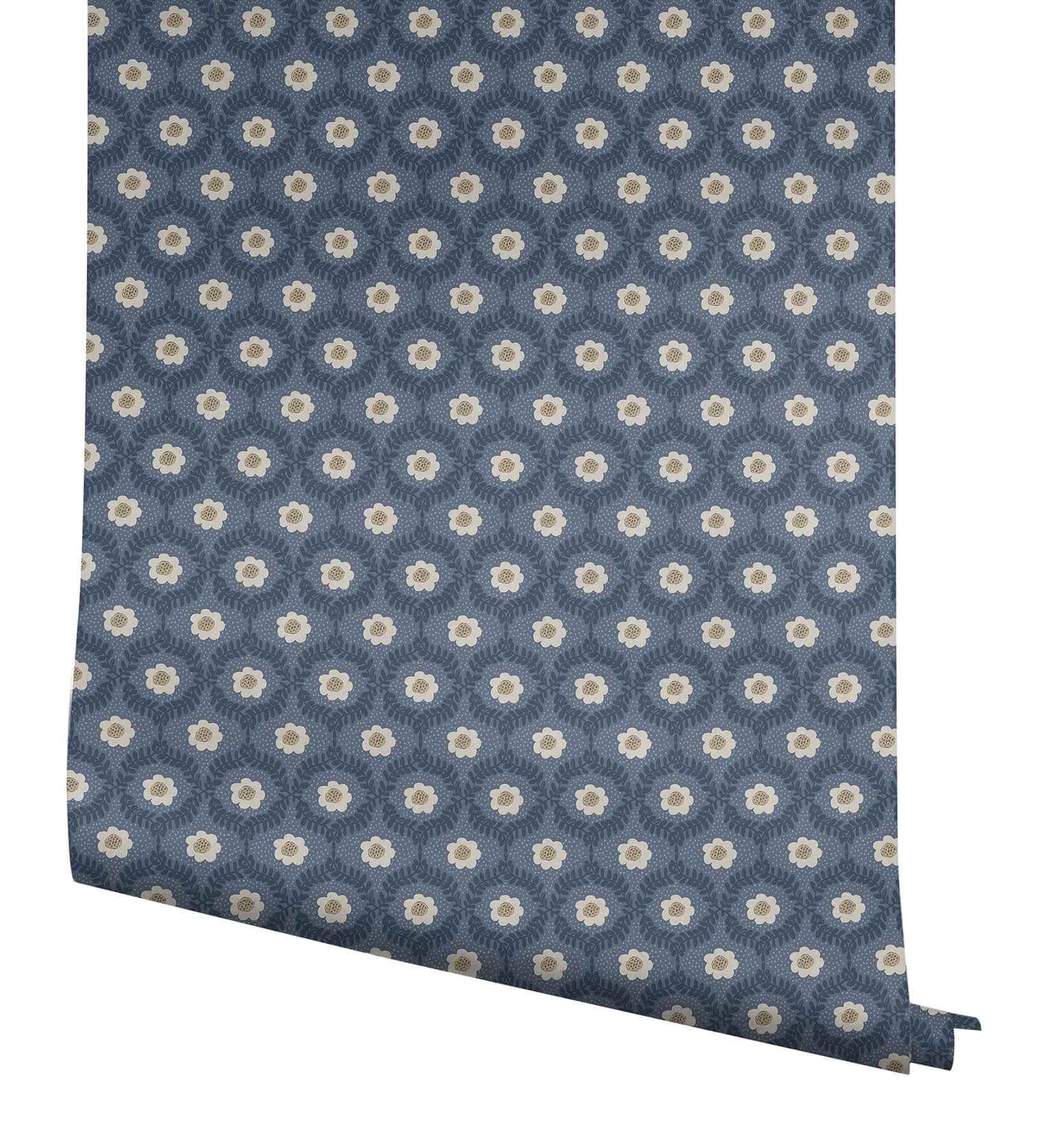 Emma Navy Wallpaper - York Wallcoverings - RF7441 - York Wallcoverings Wallpaper