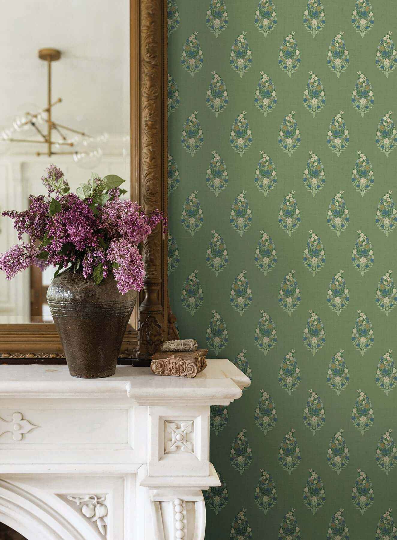 Paisley Green Wallpaper - York Wallcoverings - RF7471 - York Wallcoverings Wallpaper