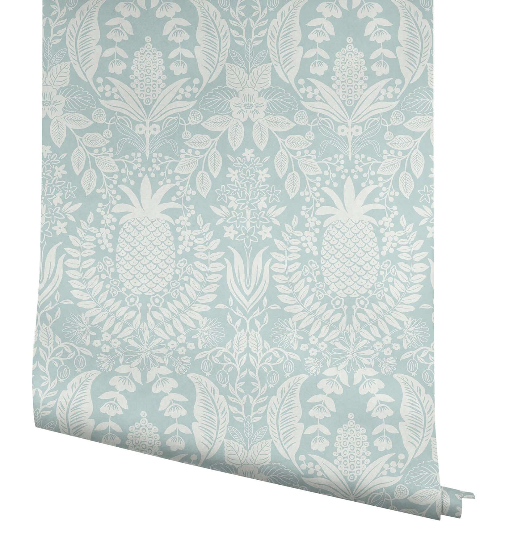 pineapple-damask-wallpaper-light-blue-york-wallcoverings-rf7484 - York Wallcoverings Wallpaper