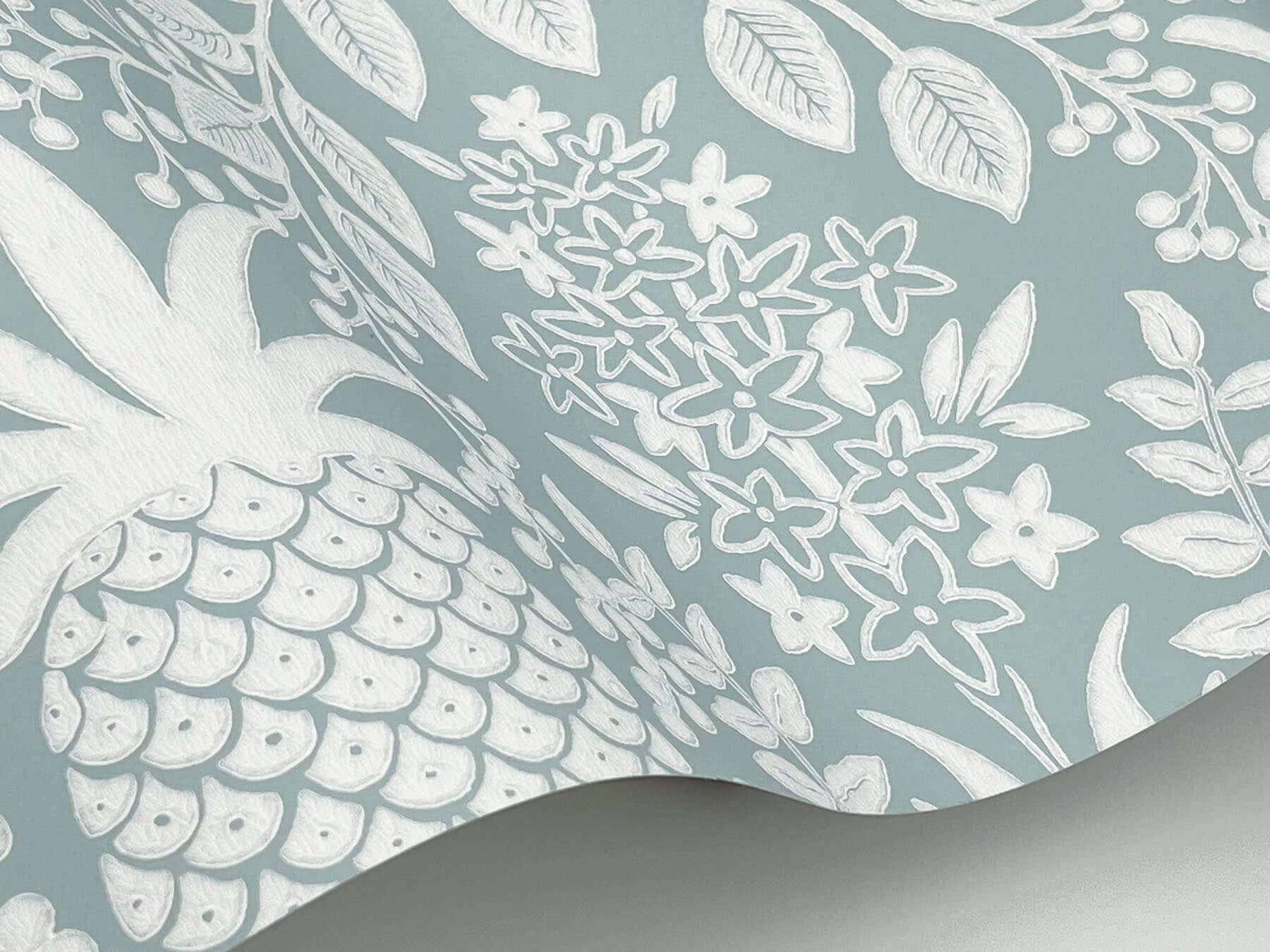 pineapple-damask-wallpaper-light-blue-york-wallcoverings-rf7484 - York Wallcoverings Wallpaper
