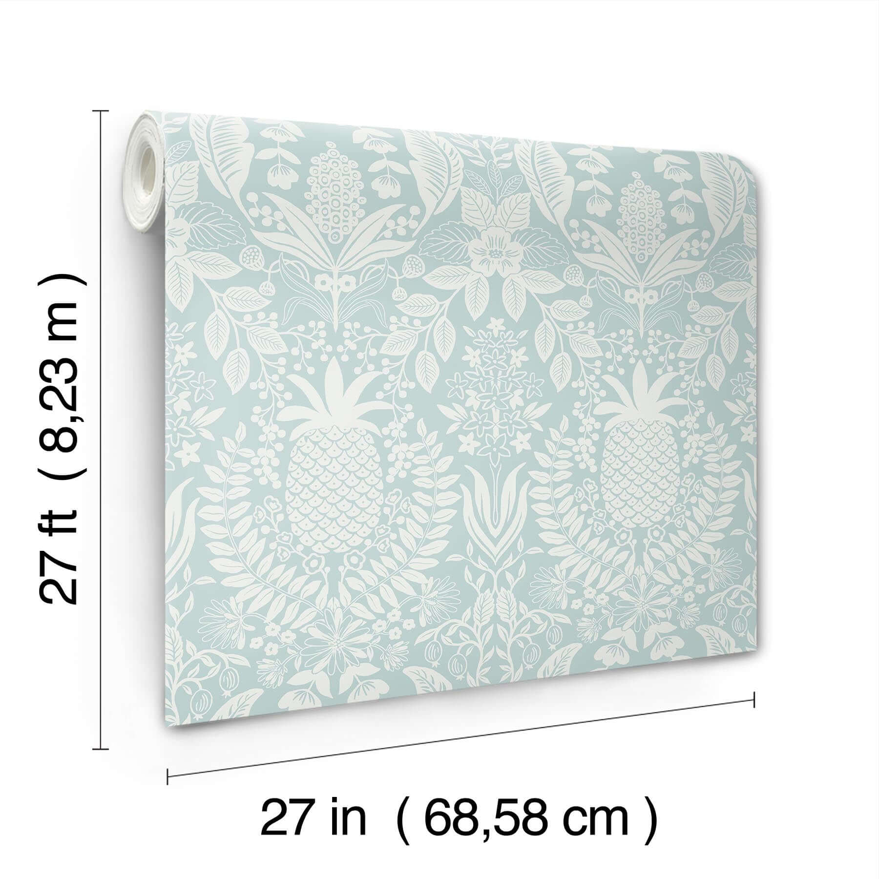 pineapple-damask-wallpaper-light-blue-york-wallcoverings-rf7484 - York Wallcoverings Wallpaper
