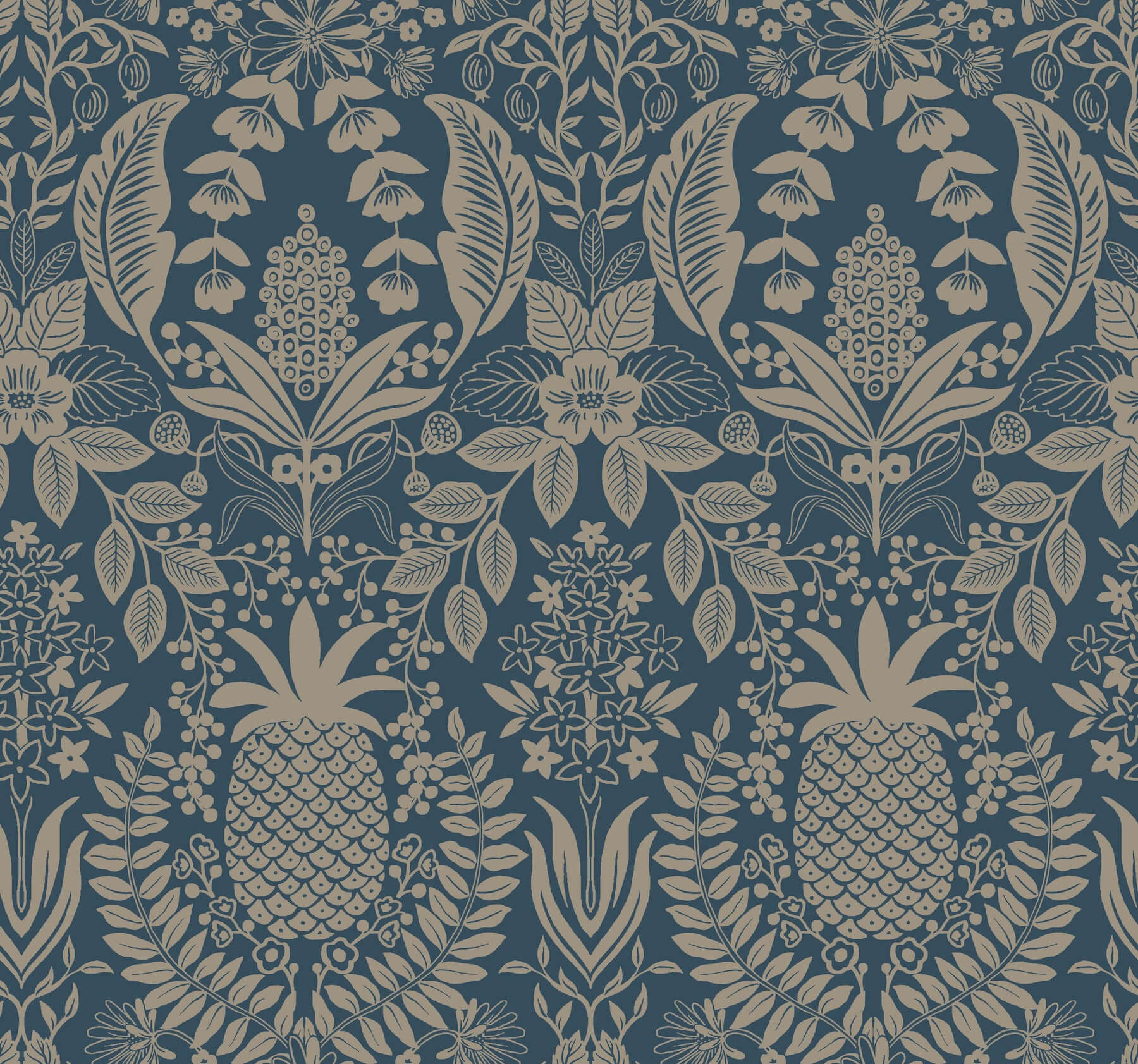 pineapple-damask-navy-wallpaper-york-wallcoverings-rf7486 - York Wallpaper Wallpaper