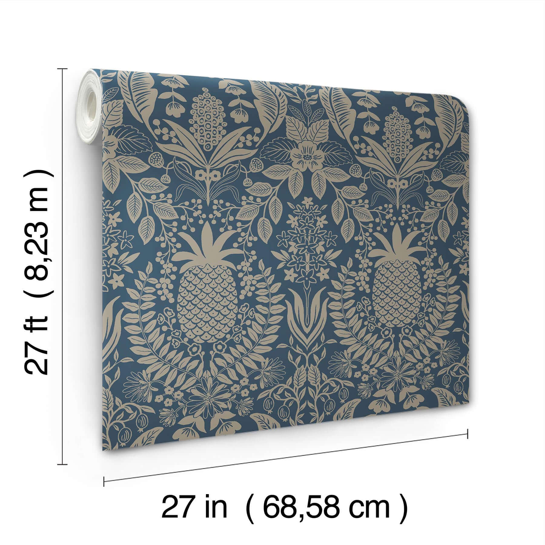 pineapple-damask-navy-wallpaper-york-wallcoverings-rf7486 - York Wallpaper Wallpaper
