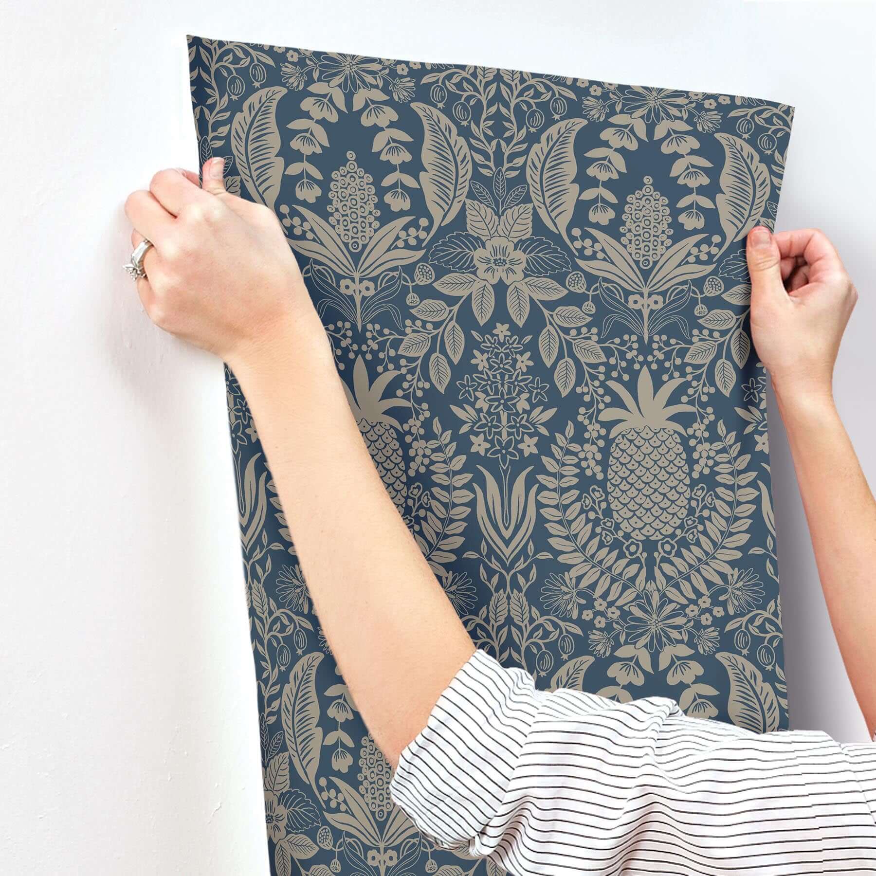 pineapple-damask-navy-wallpaper-york-wallcoverings-rf7486 - York Wallpaper Wallpaper