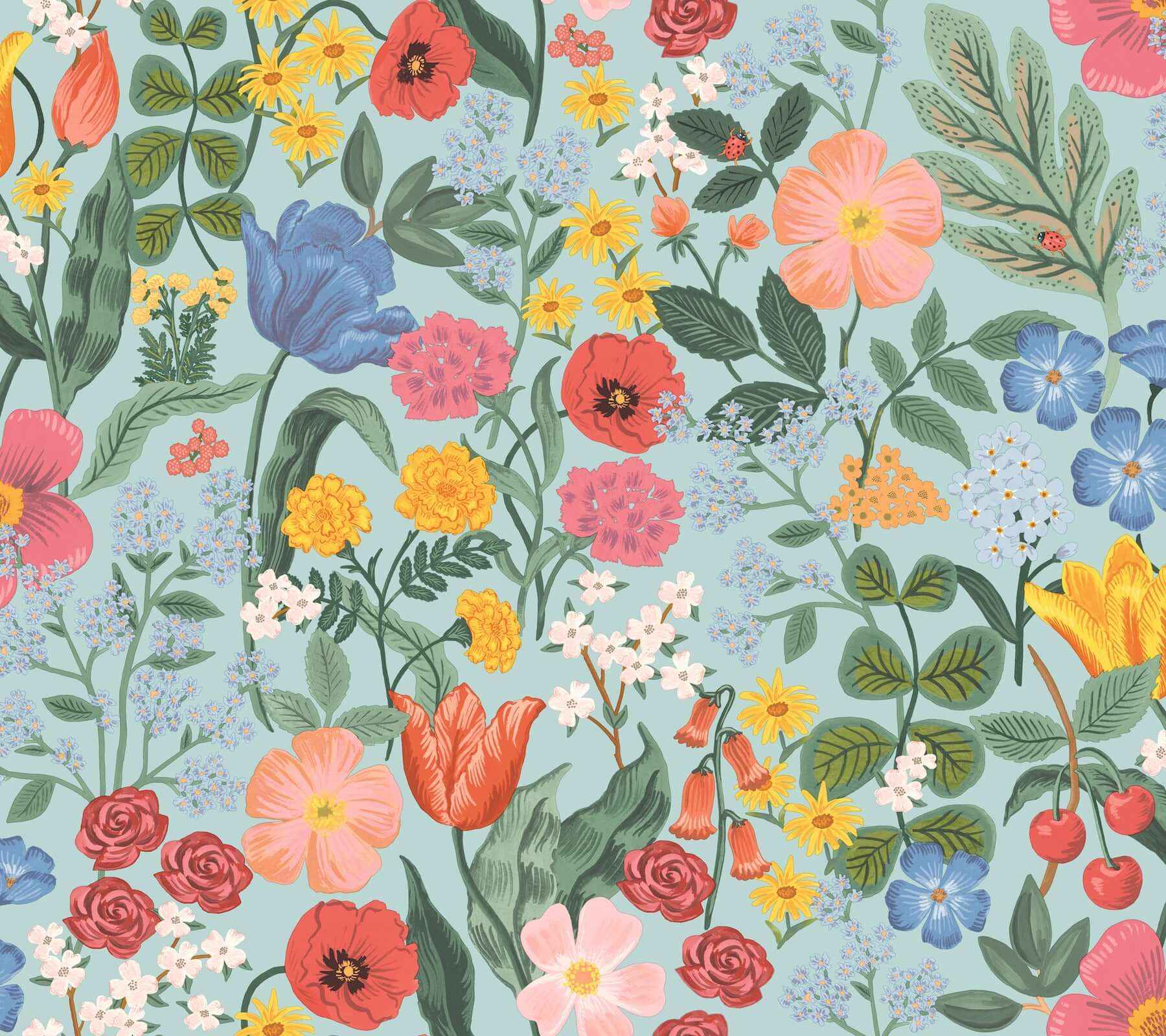 Blossom Light Blue Wallpaper - York Wallcoverings - RF7493 - York Wallcoverings Wallpaper