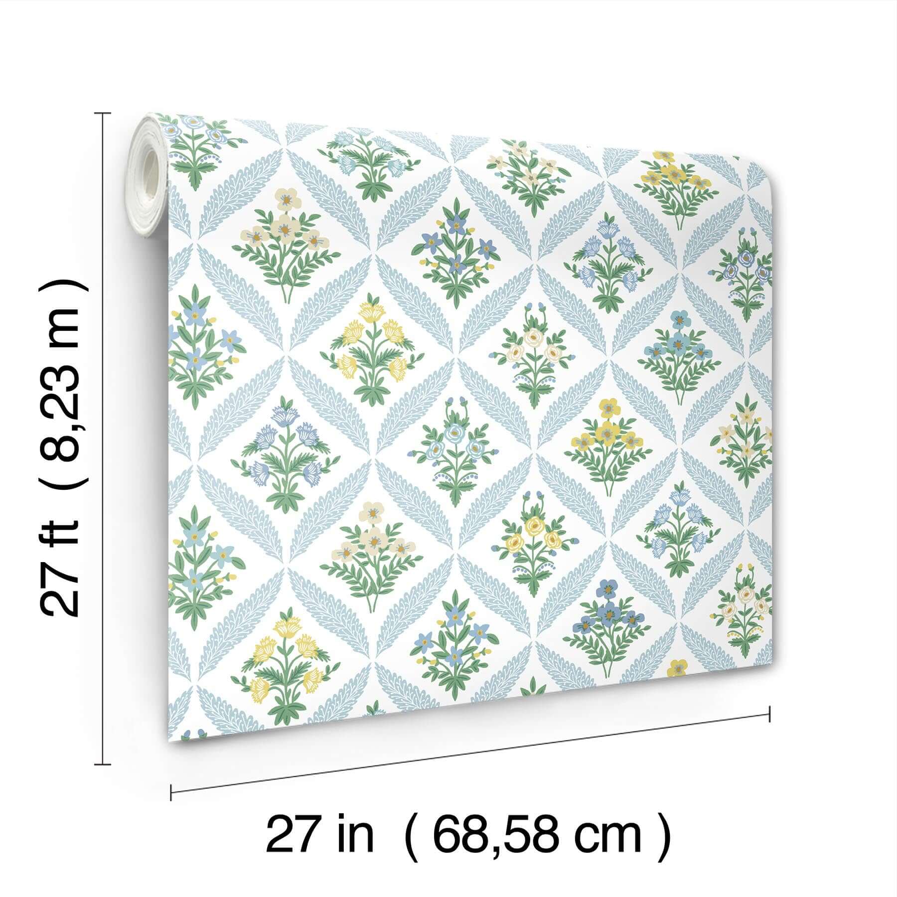estee-garden-wallpaper-blue-multi-york-wallcoverings-rf7514 - York Wallcoverings Wallpaper