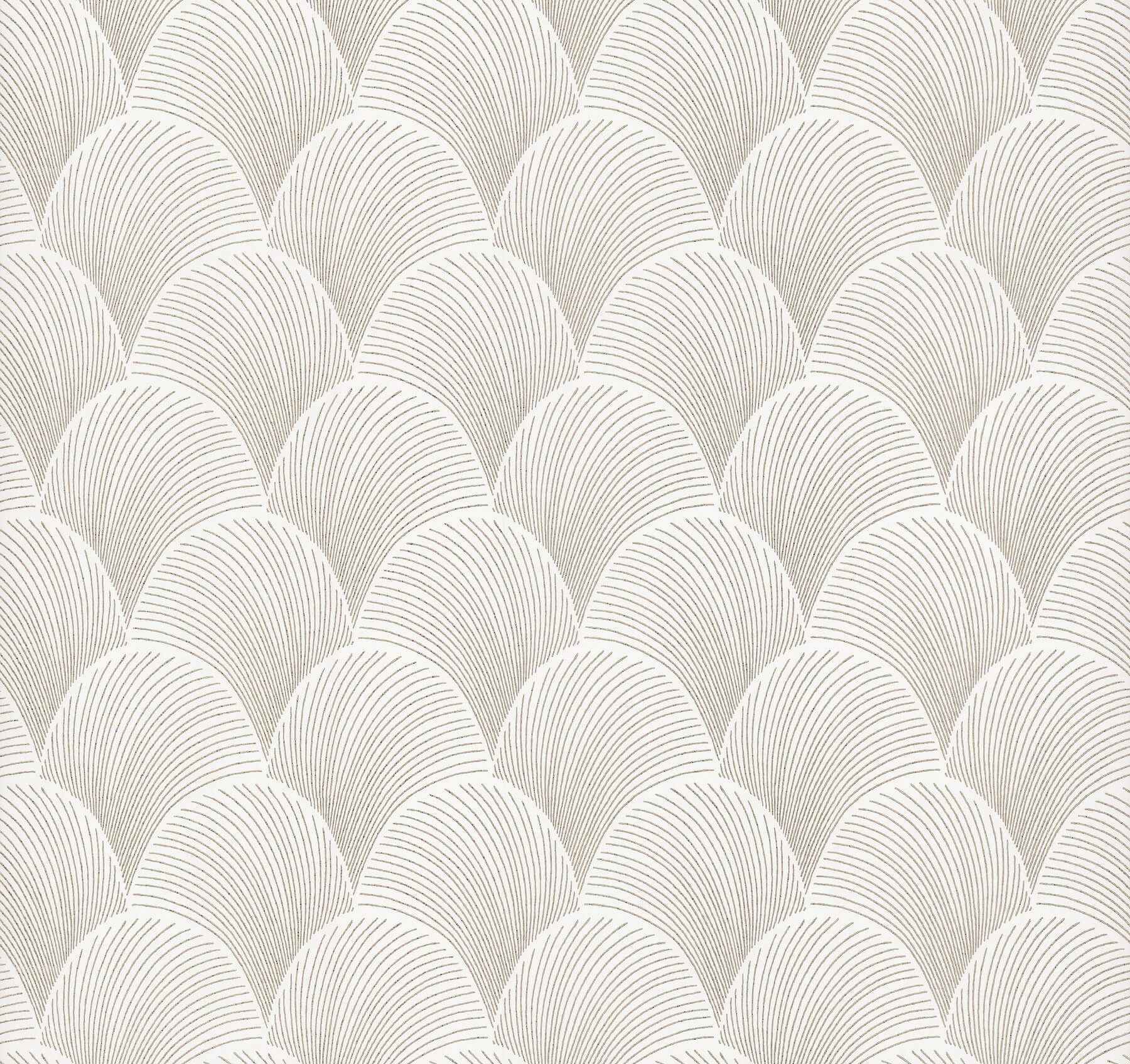 Metallic White Gold Scallop Wallpaper - York Wallcoverings - NT6109 - York Wallcoverings Wallpaper