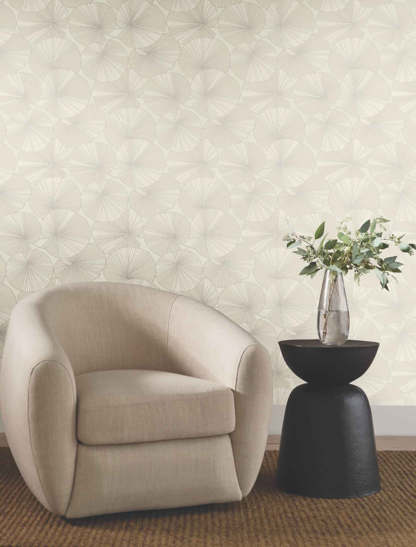 Layered Cream Lily Pads Wallpaper - York Wallcoverings - NT6115 - York Wallcoverings Wallpaper