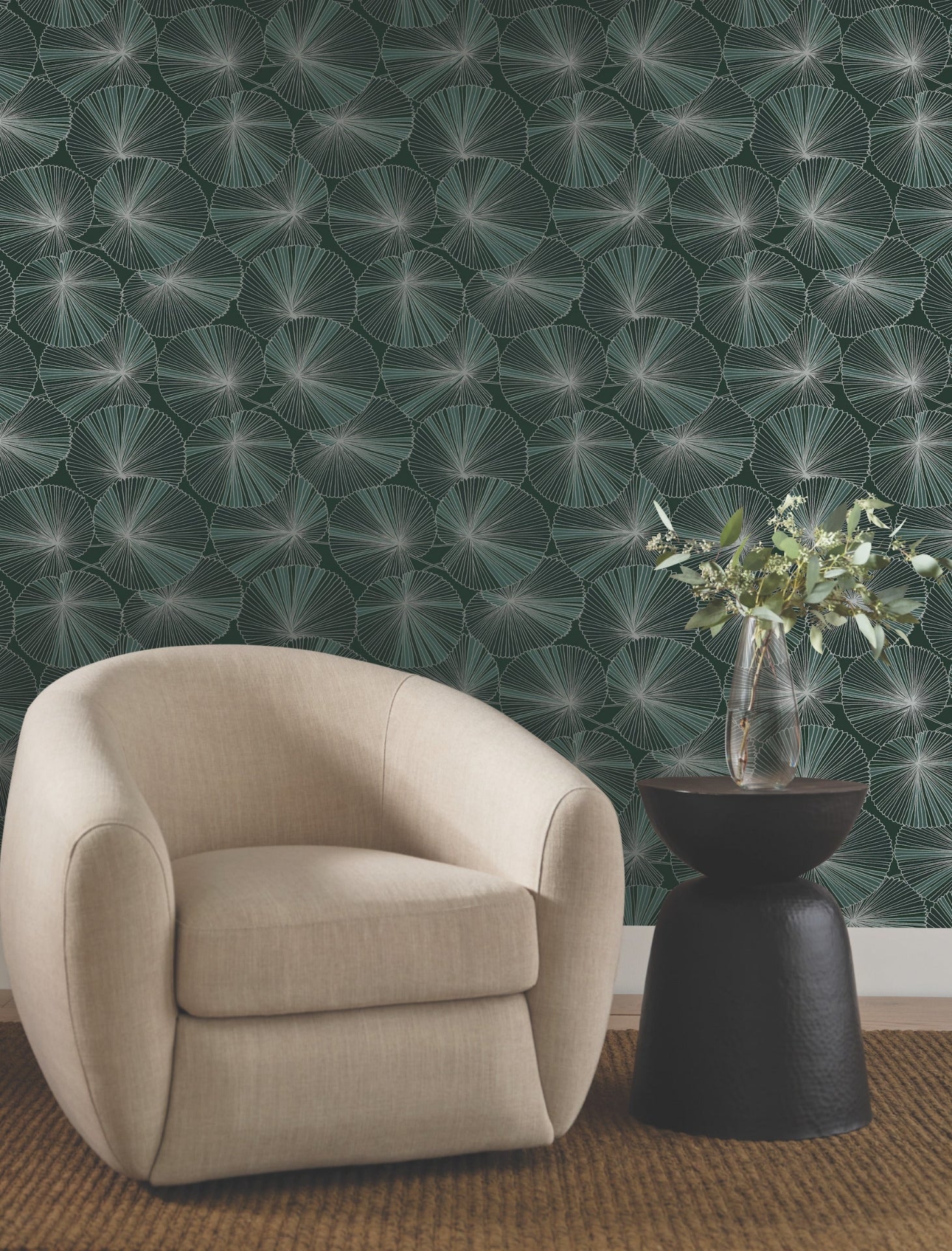 layered-lily-pads-wallpaper-deep-green-york-wallcoverings-nt6111