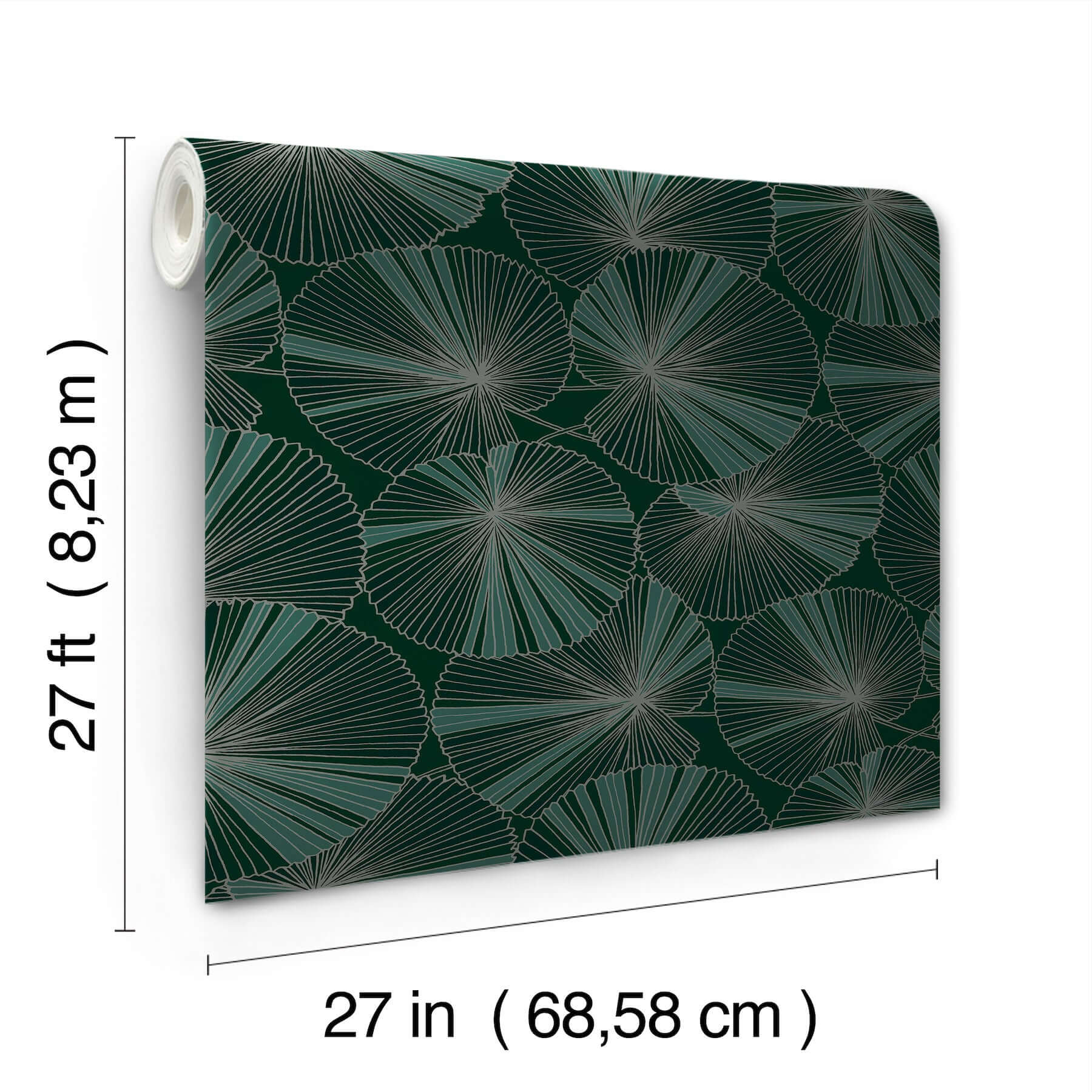 layered-lily-pads-wallpaper-deep-green-york-wallcoverings-nt6111 - York Wallcoverings Wallpaper
