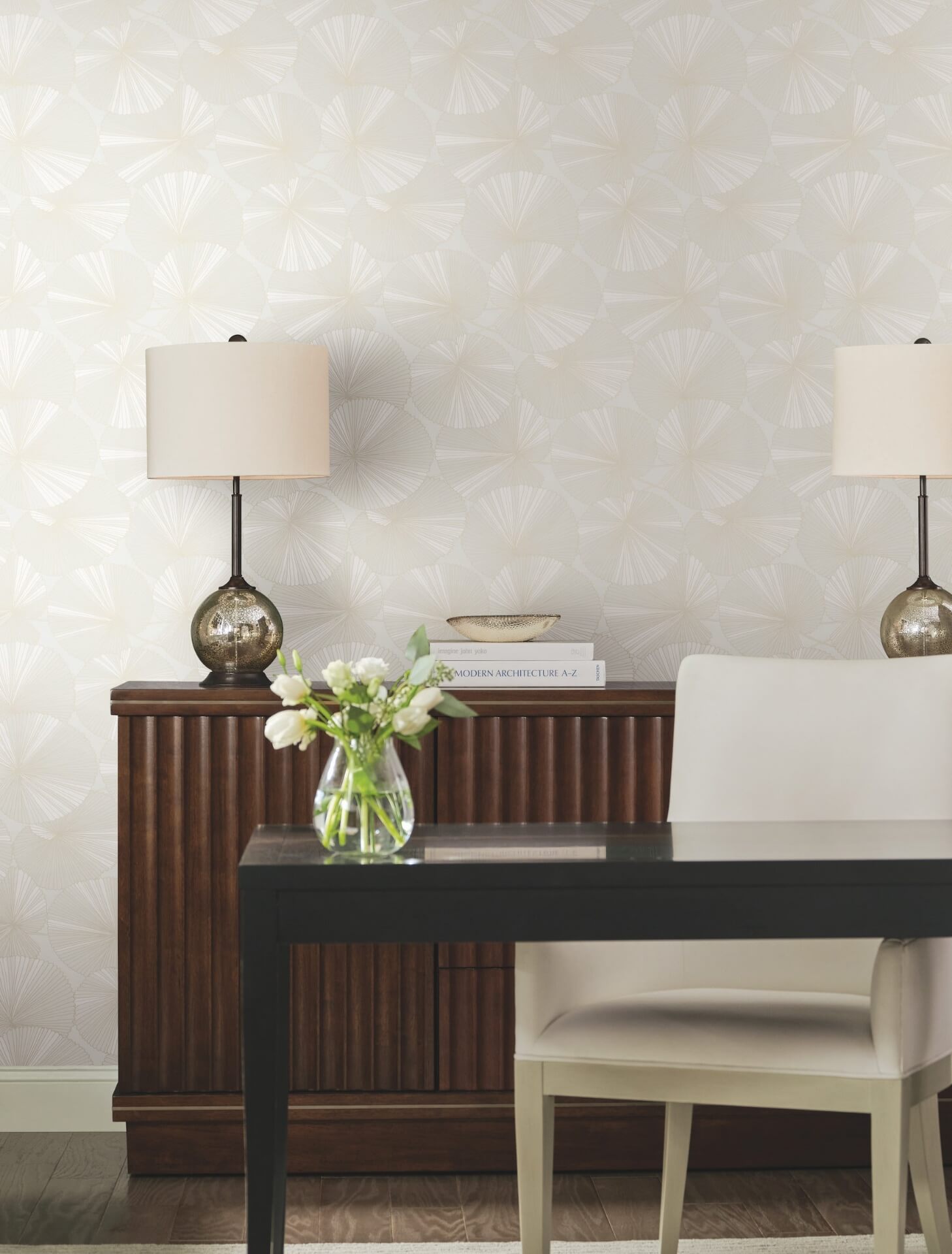 layered-white-lily-pads-wallpaper-york-wallcoverings-nt6112 - York Wallpaper Wallpaper
