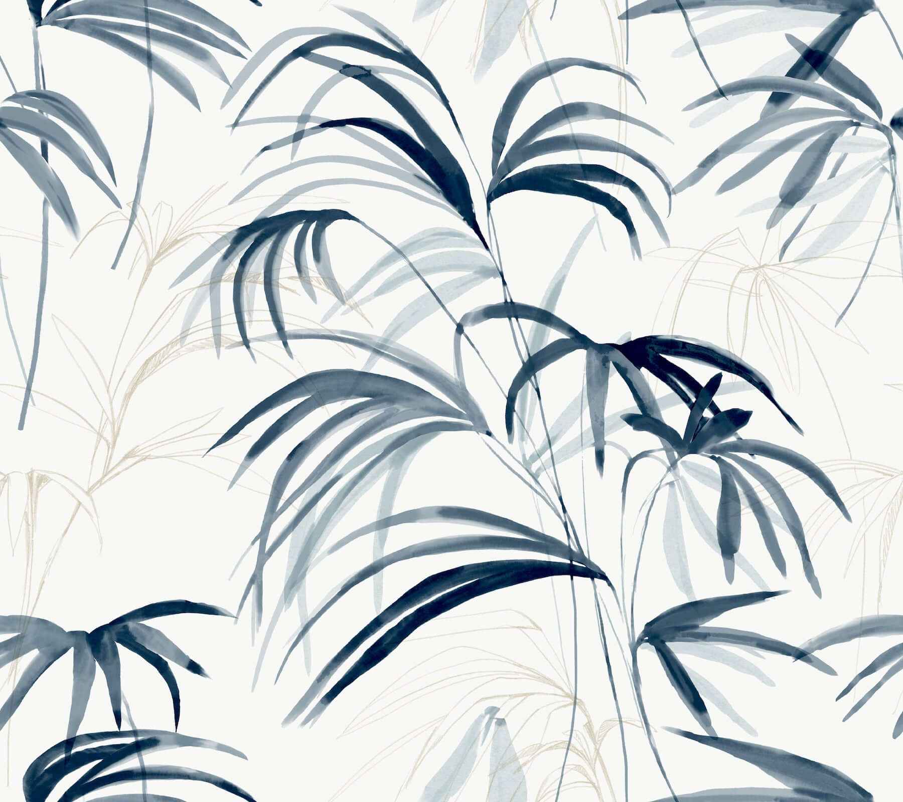 Inky Blue Palms Wallpaper - York Wallcoverings - NT6122 - York Wallcoverings Wallpaper