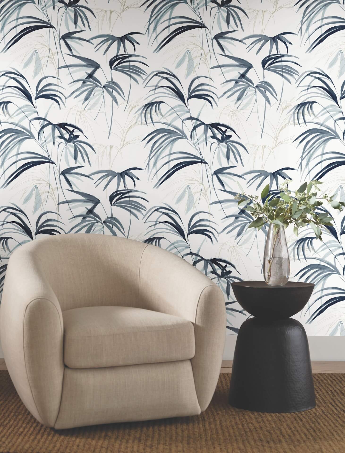 inky-blue-palms-wallpaper-york-wallcoverings-nt6122 - York Wallpaper Wallpaper