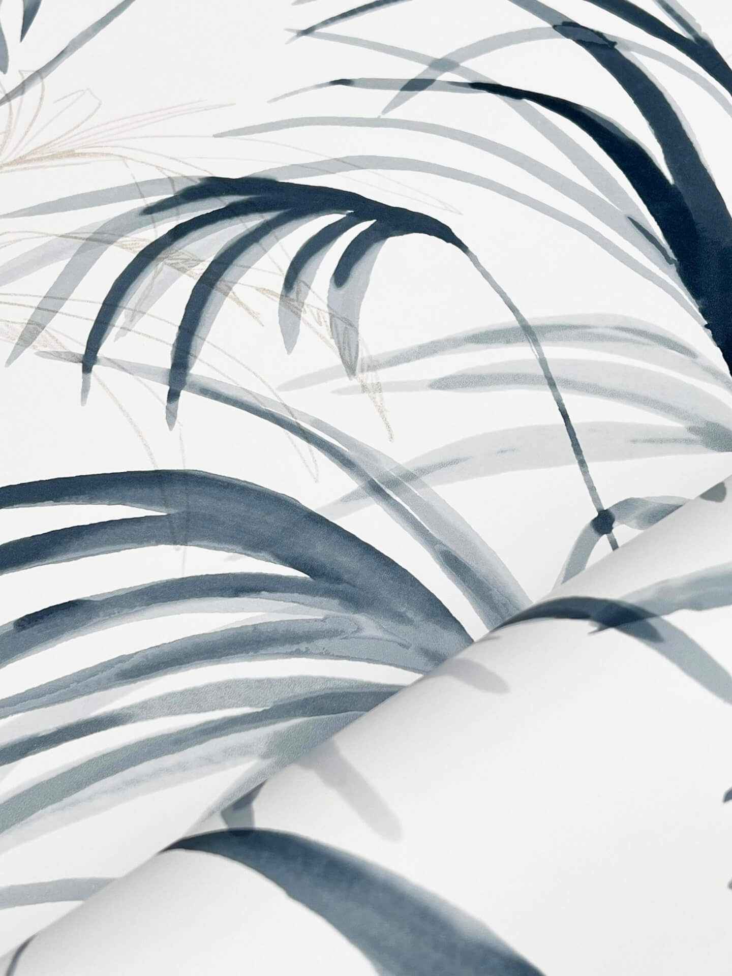 Inky Blue Palms Wallpaper - York Wallcoverings - NT6122 - York Wallcoverings Wallpaper