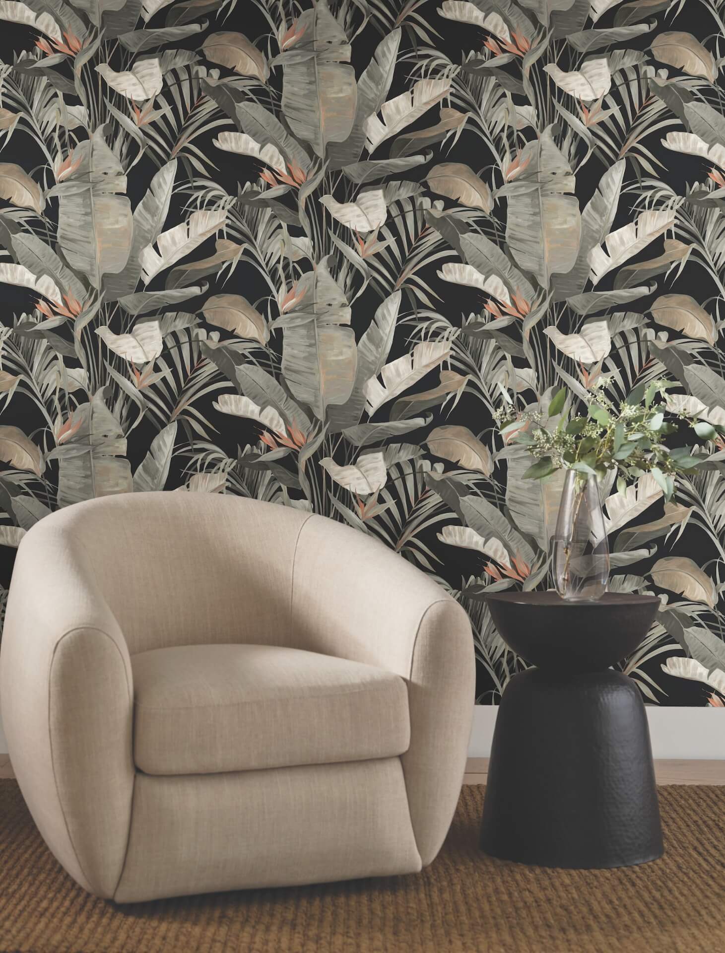 tropical-black-cabana-wallpaper-york-wallcoverings-nt6135 - York Wallpaper Wallpaper