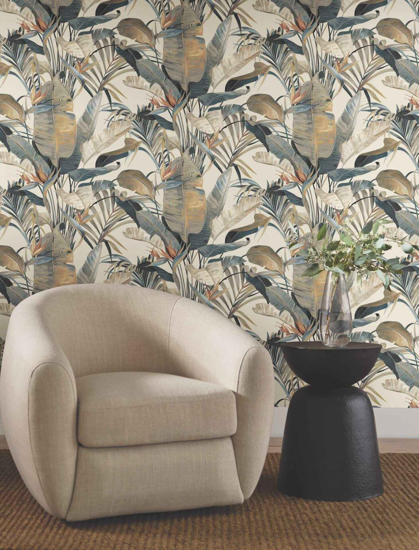 Tropical Plush Neutral Cabana Wallpaper - York Wallcoverings - NT6133 - York Wallcoverings Wallpaper
