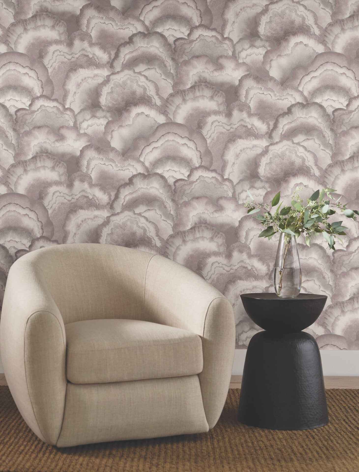 Abalone Lavender Fans Wallpaper - York Wallcoverings - NT6185 - York Wallcoverings Wallpaper