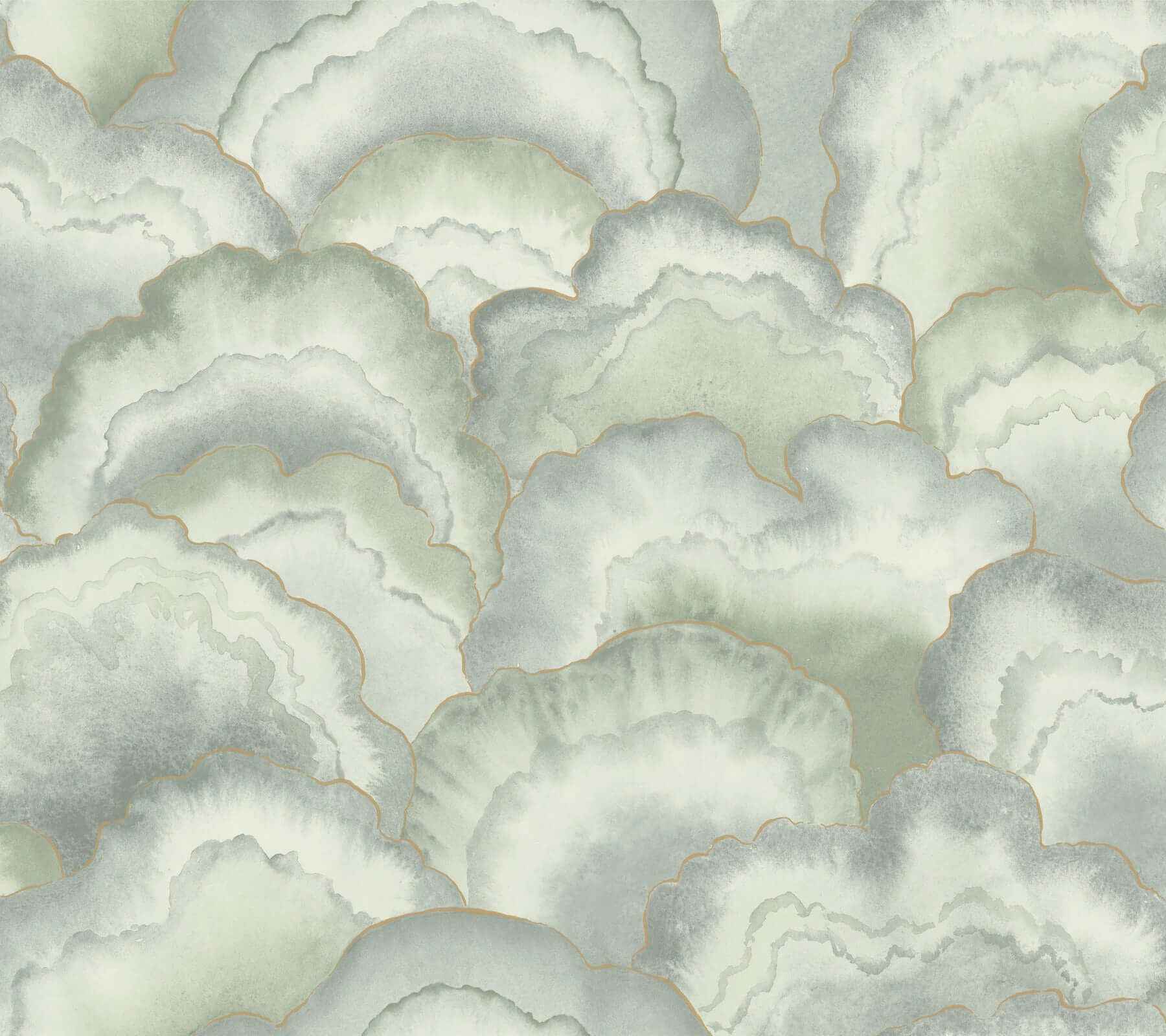 Abalone Seaglass Fans Wallpaper - York Wallcoverings - NT6181 - York Wallcoverings Wallpaper