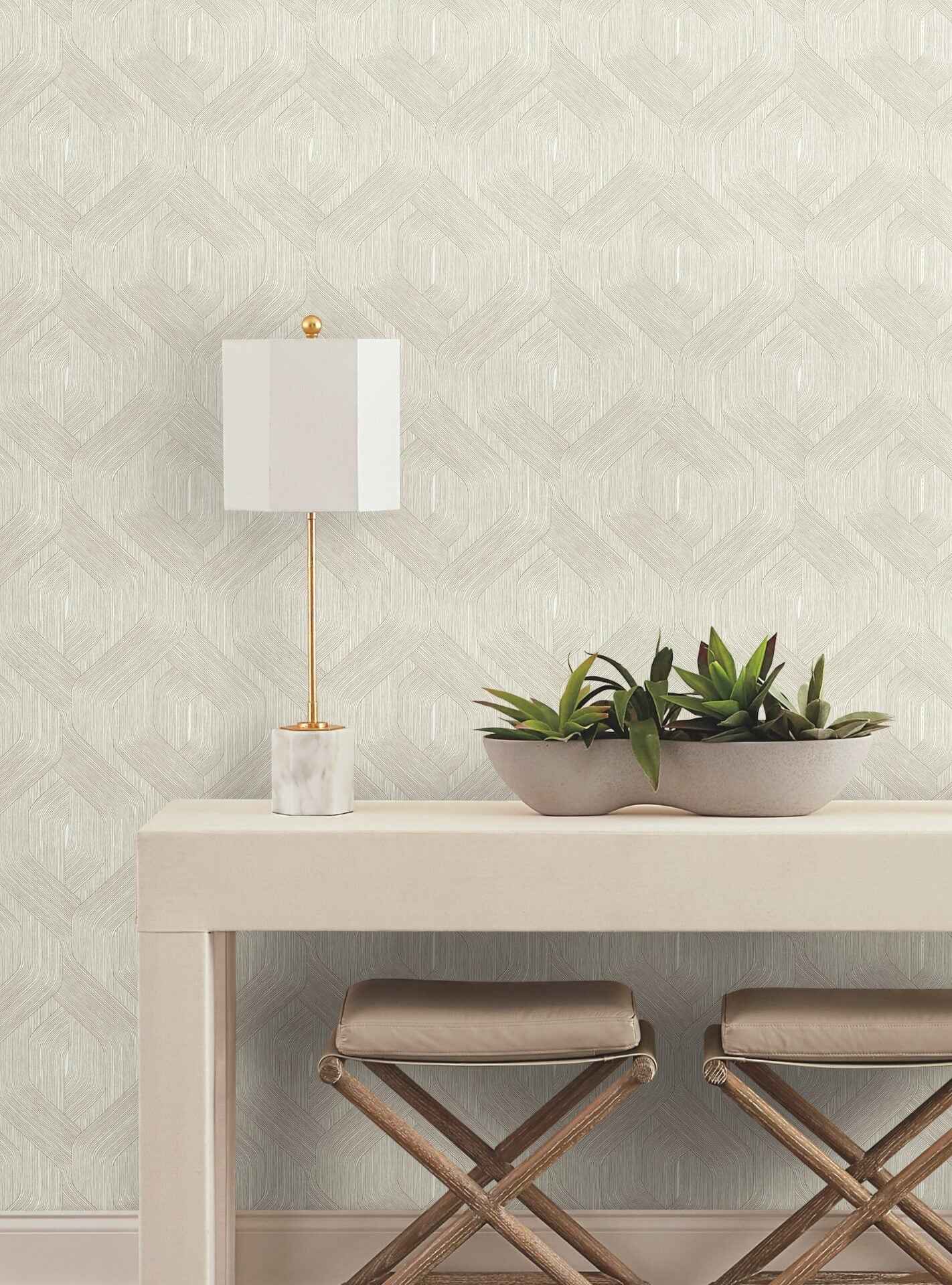 Fine Line Taupe Geometric Wallpaper - York Wallcoverings - NT6193 - York Wallcoverings Wallpaper