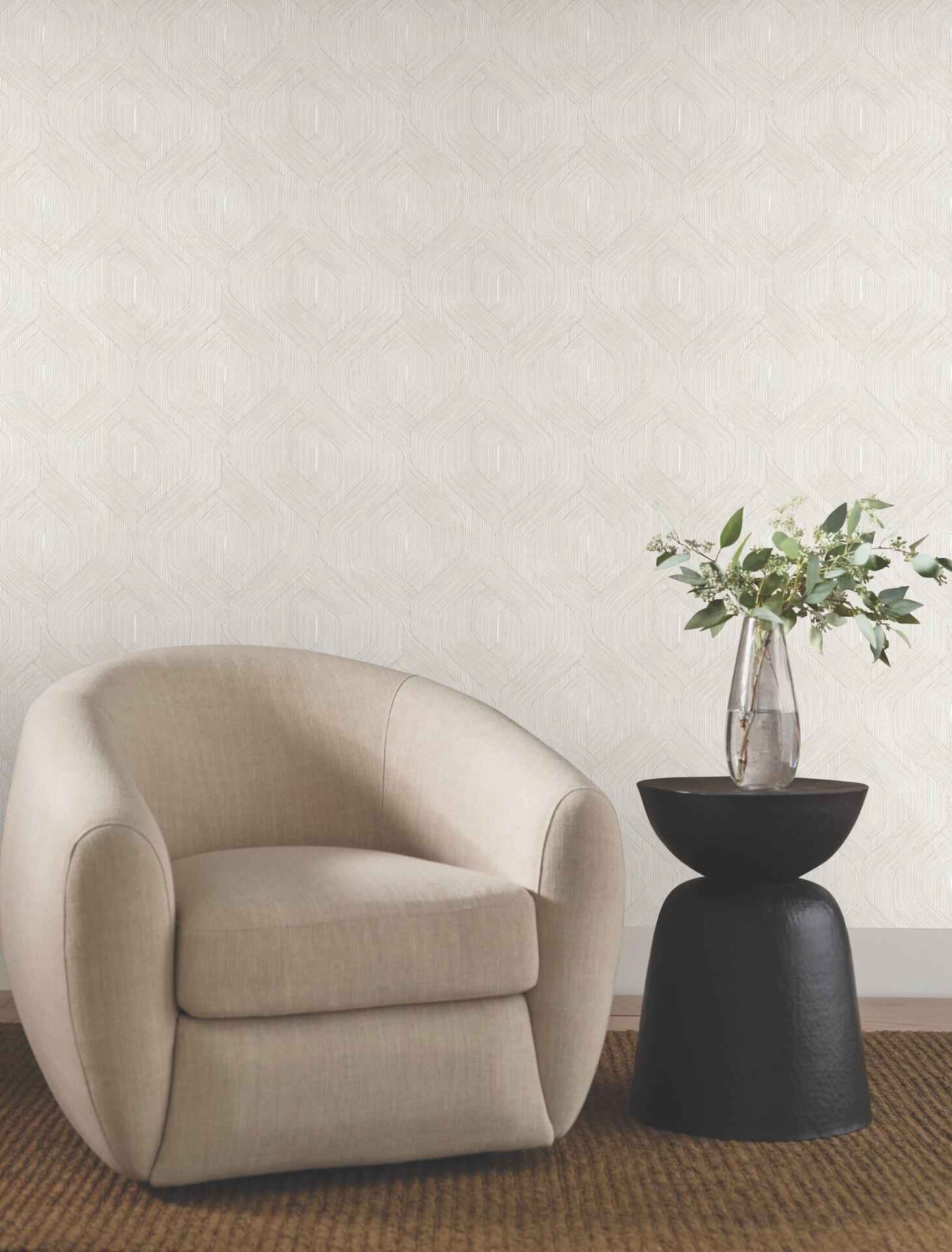 Fine Line Taupe Geometric Wallpaper - York Wallcoverings - NT6193 - York Wallcoverings Wallpaper