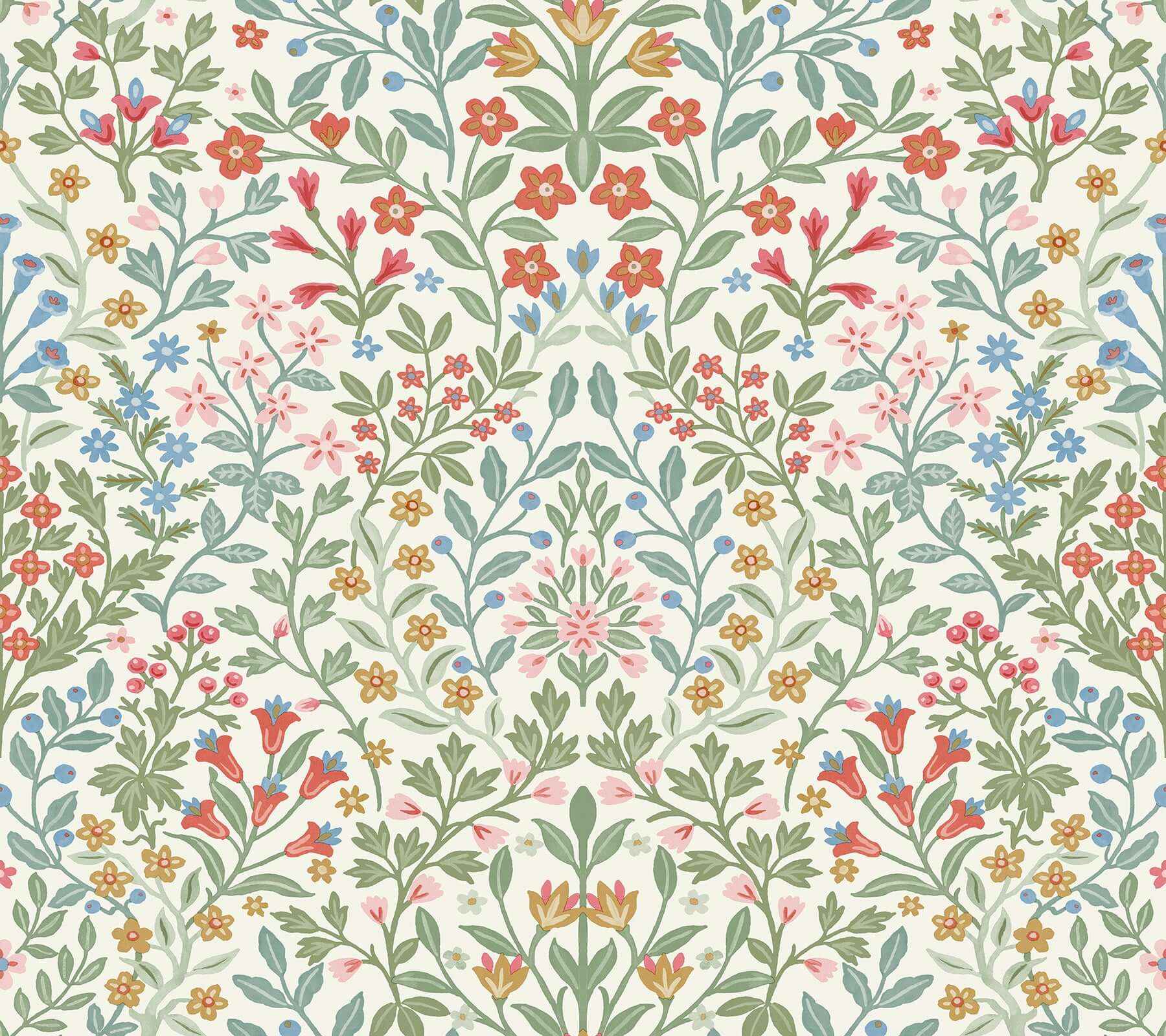 Garden White & Multicolor Terrace Wallpaper - York Wallcoverings - MF4726 - York Wallcoverings Wallpaper