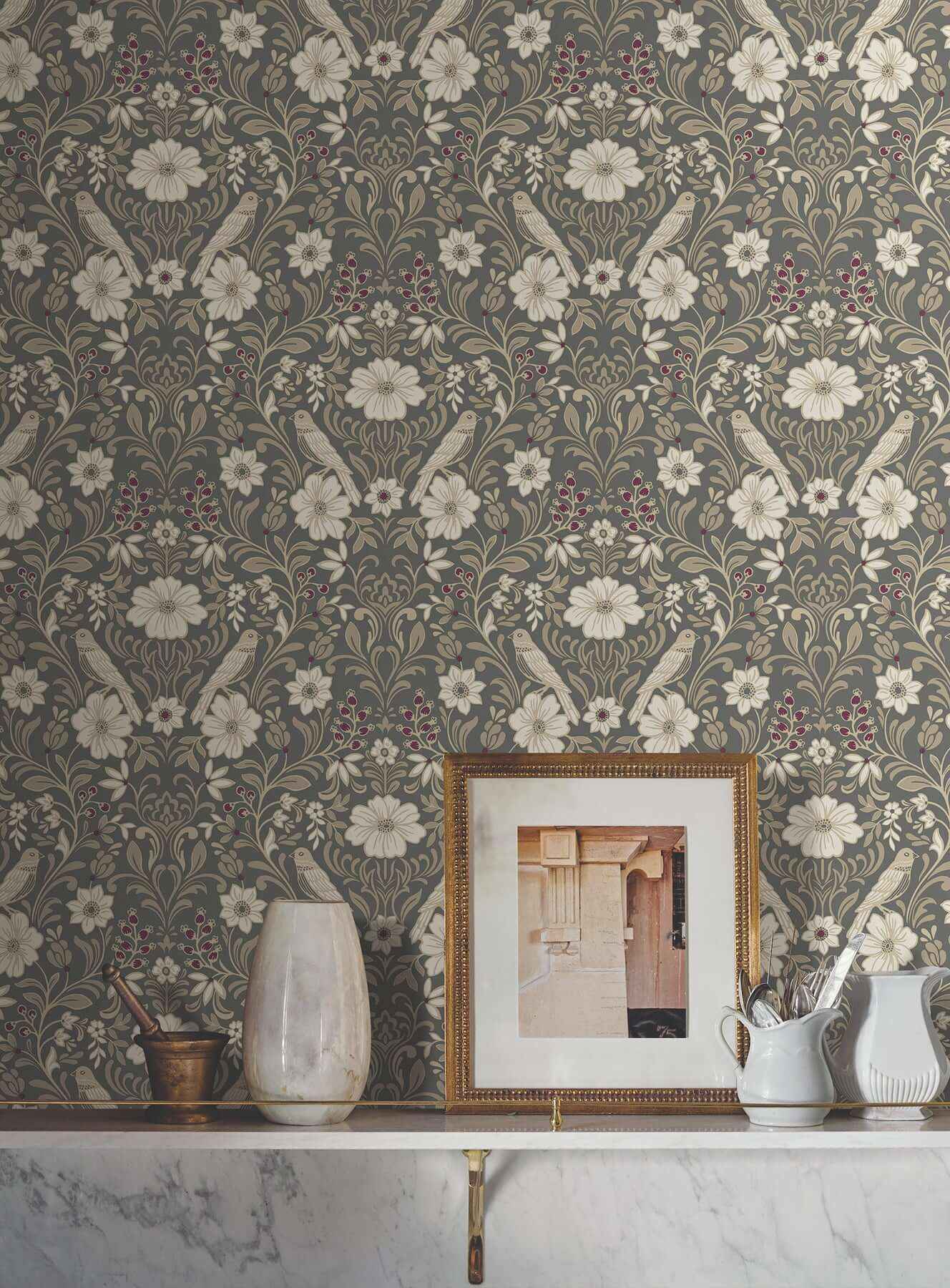 Colette Charcoal Wallpaper - York Wallcoverings - MF4743 - York Wallcoverings Wallpaper