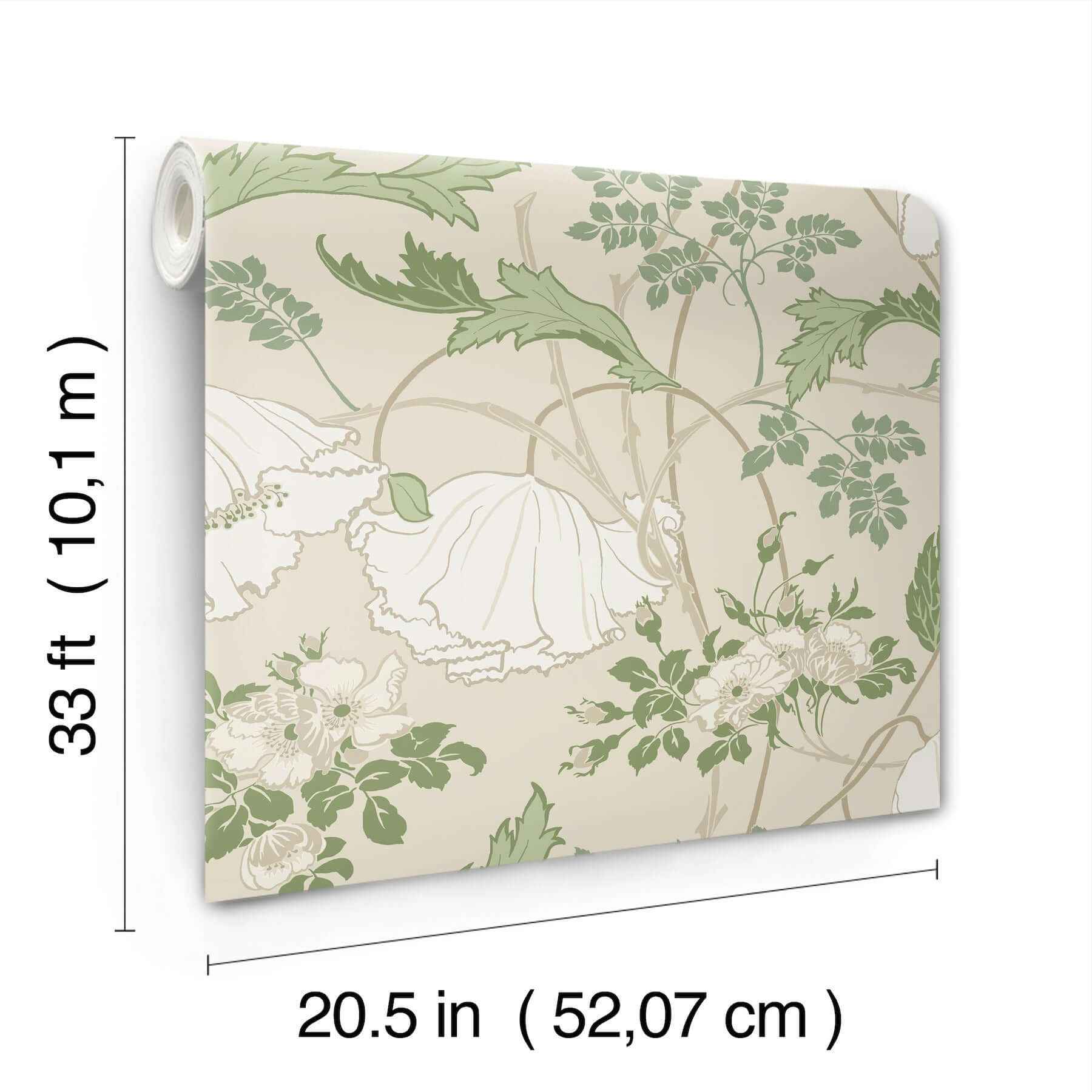Gwendolyn Ecru & Green Wallpaper - York Wallcoverings - MF4751 - York Wallcoverings Wallpaper