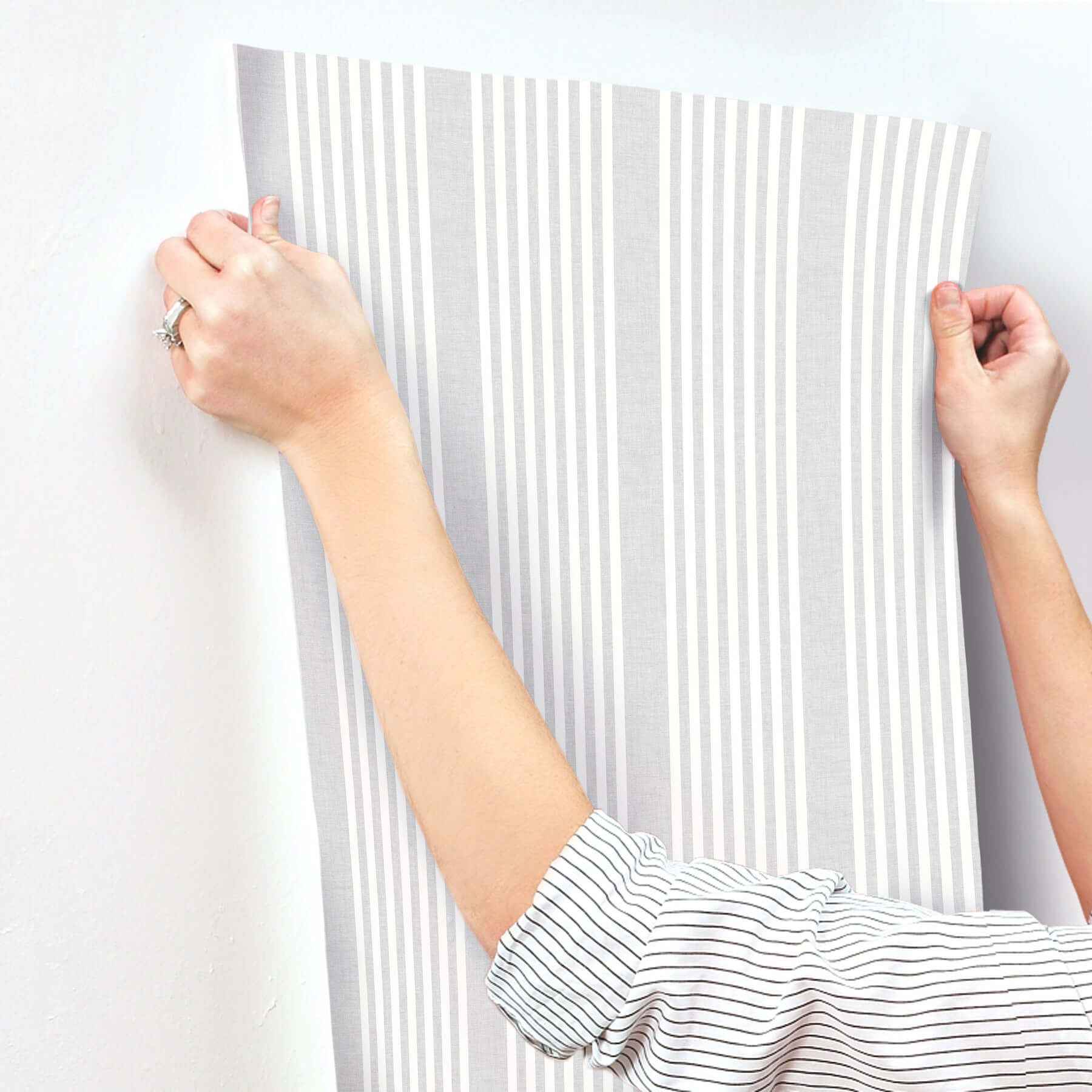 French Arctic Grey Linen Stripe Wallpaper - York Wallcoverings - SR1582MH - York Wallcoverings Wallpaper