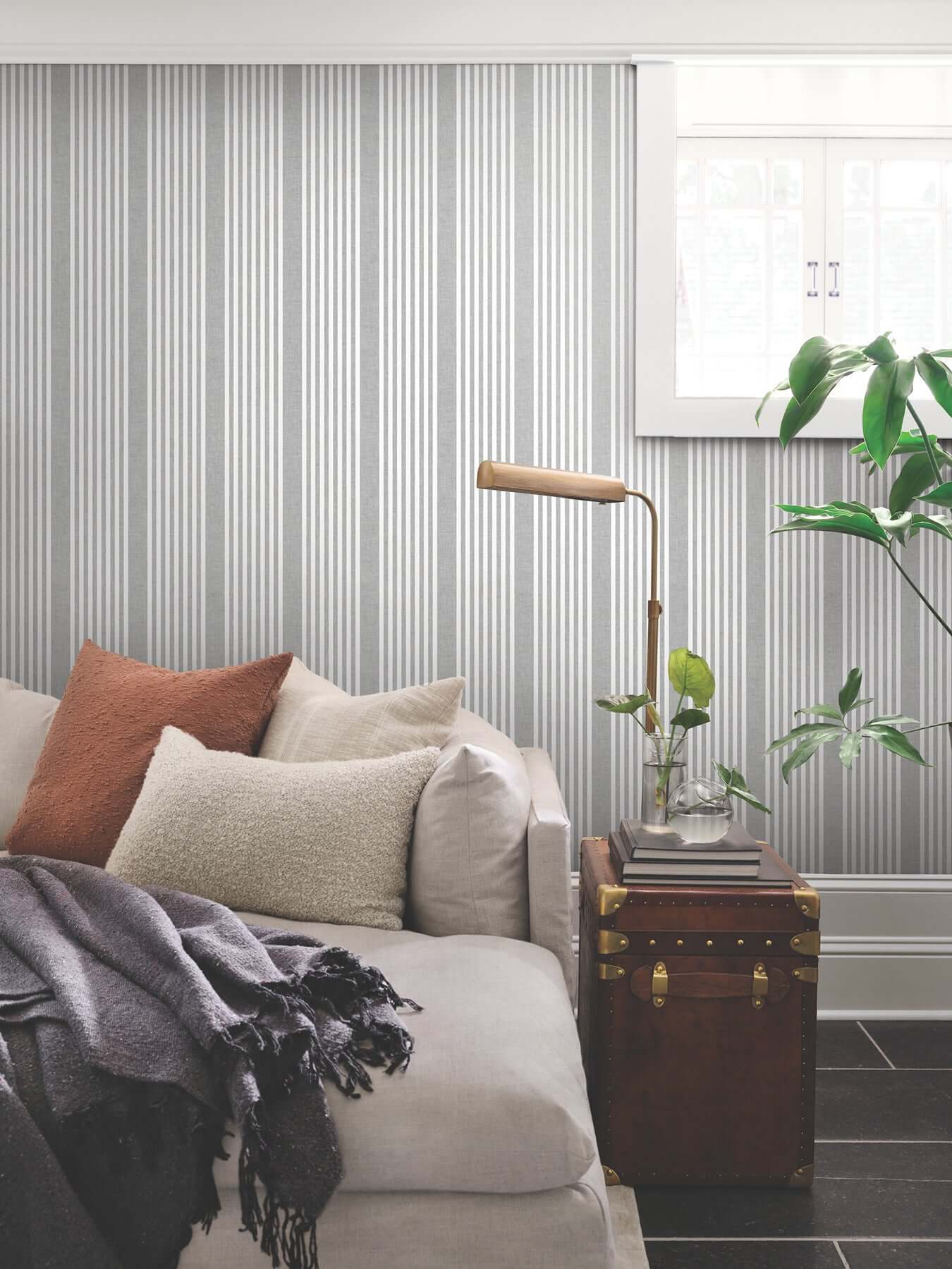 french-charcoal-linen-stripe-wallpaper-york-wallcoverings-sr1586mh - York Wallcoverings Wallpaper